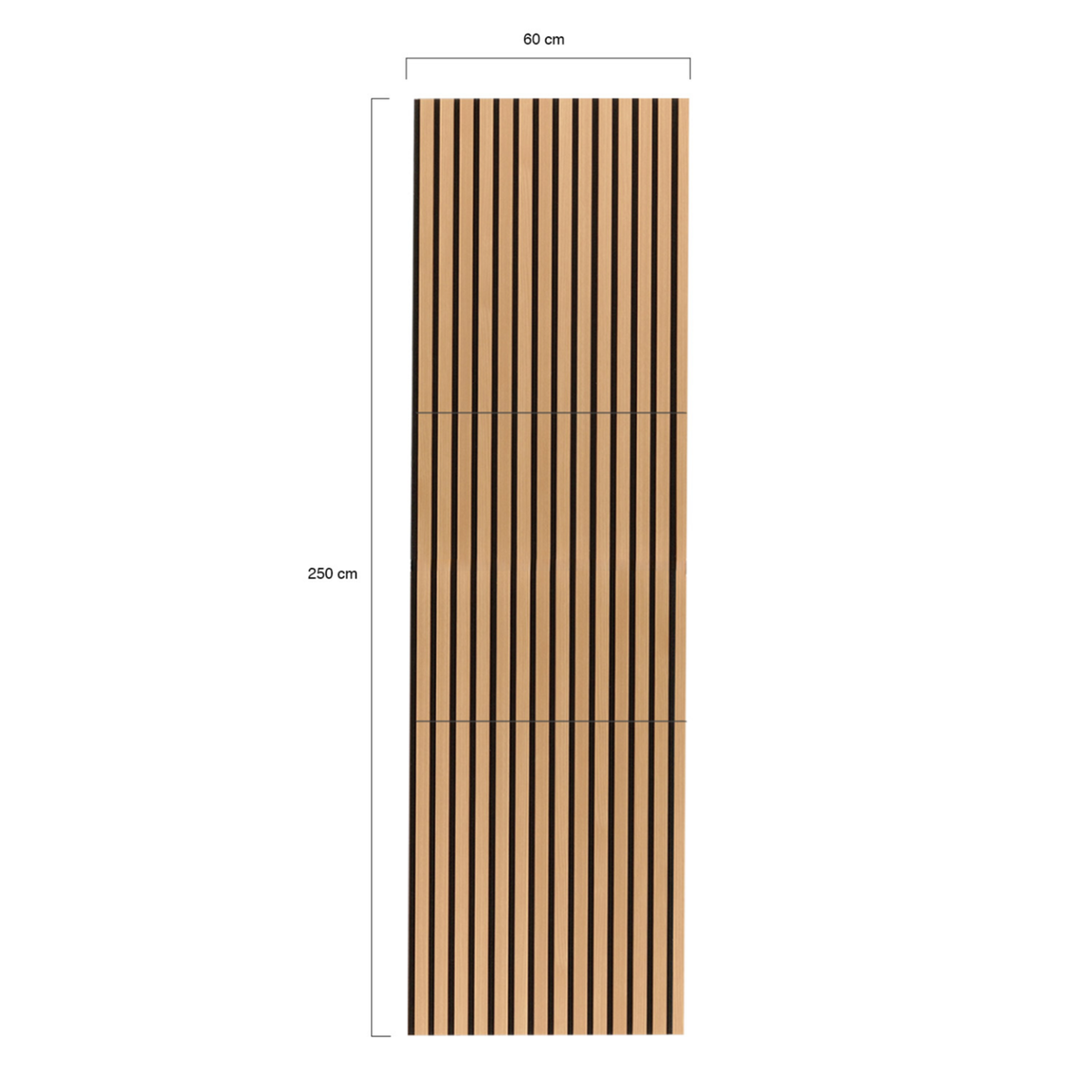 ID MARKET Panneaux acoustiques en tasseaux de bois 250 x 60 cm effet chêne clair et noir