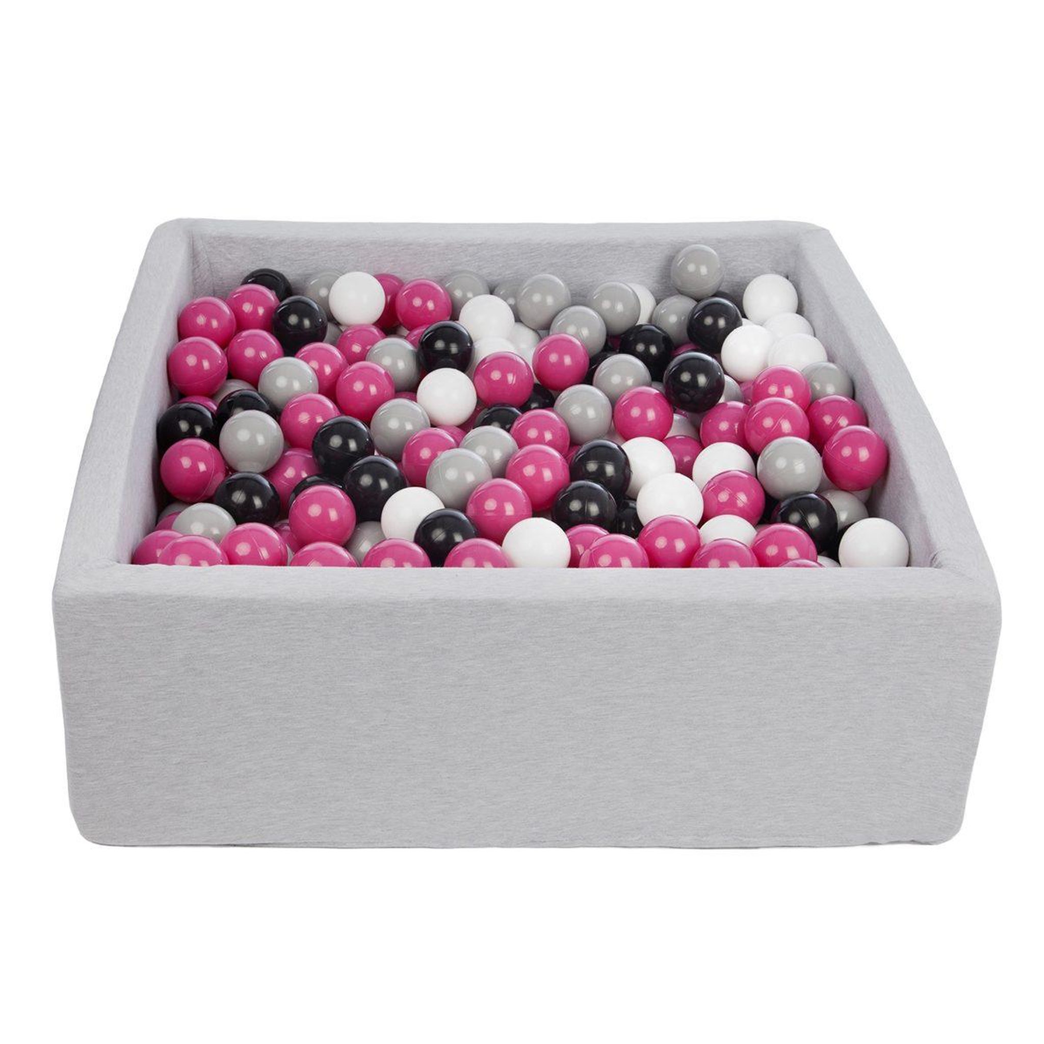 VELINDA Piscine à balles pour enfant, 90x90 cm, aire de jeu + 450 balles noir, blanc, rose,gris