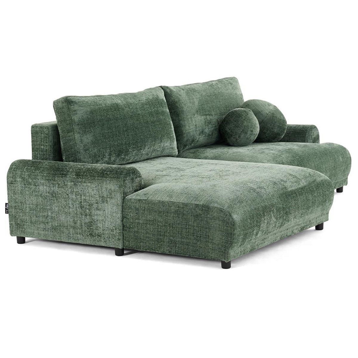 LISA DESIGN Nelly - canapé d'angle gauche 4 places convertible avec coffre en velours texturé