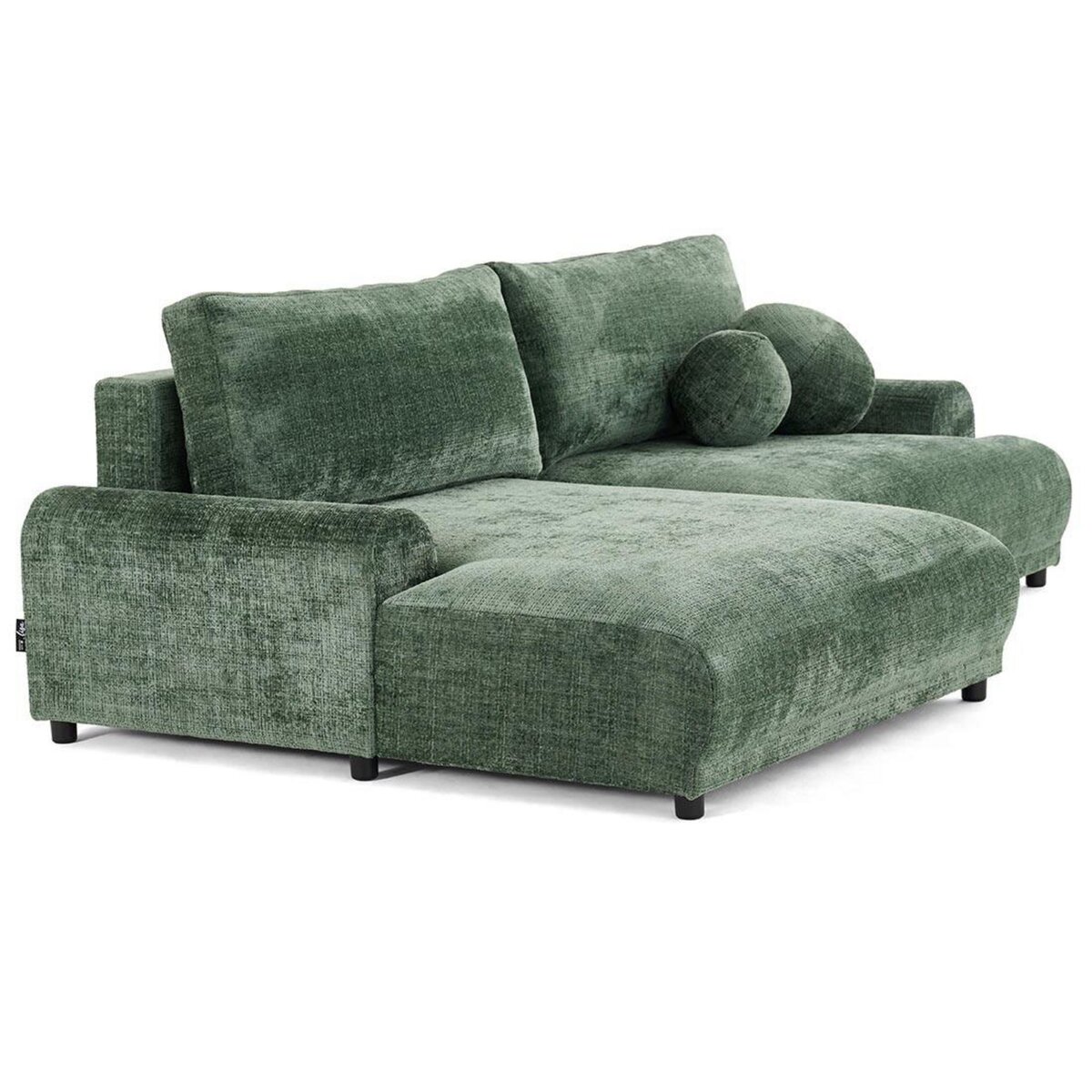 LISA DESIGN Nelly - canapé d'angle gauche 4 places convertible avec coffre en velours texturé