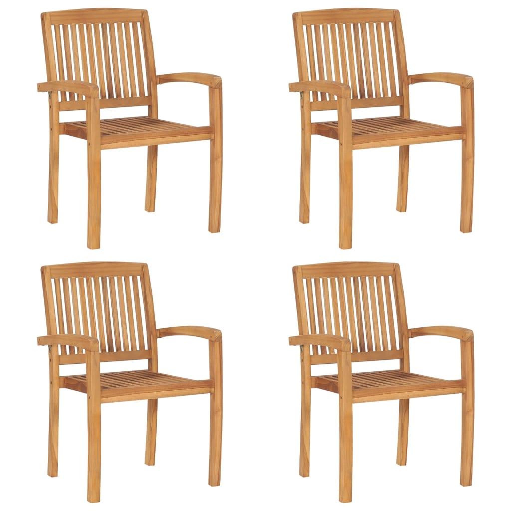 Voir la diapositive 2 : VIDAXL Chaises de jardin empilables avec coussins lot de 4 Teck solide