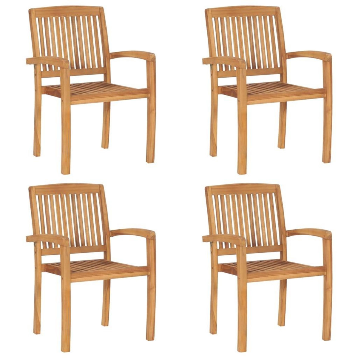 VIDAXL Chaises de jardin empilables avec coussins lot de 4 Teck solide