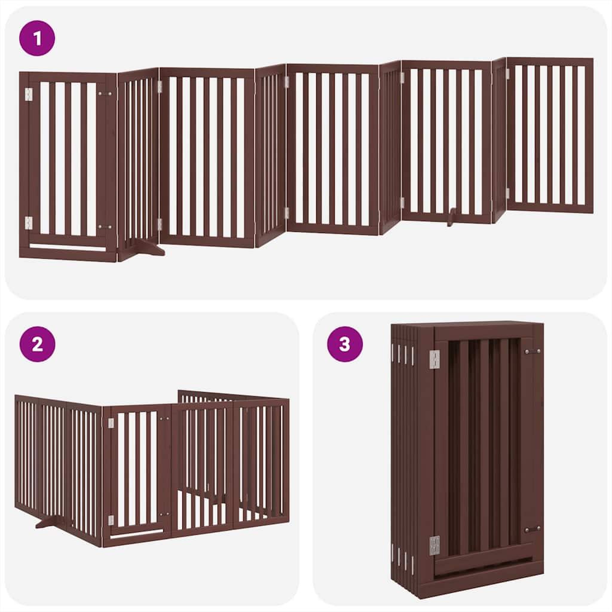Voir la diapositive 5 : VIDAXL Barriere pour chien porte pliable 9 panneaux bois de peuplier