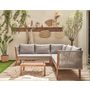 Voir la diapositive 6 : BEST MOBILIER Papua - salon bas de jardin 5 places - bois, corde et coussins gris