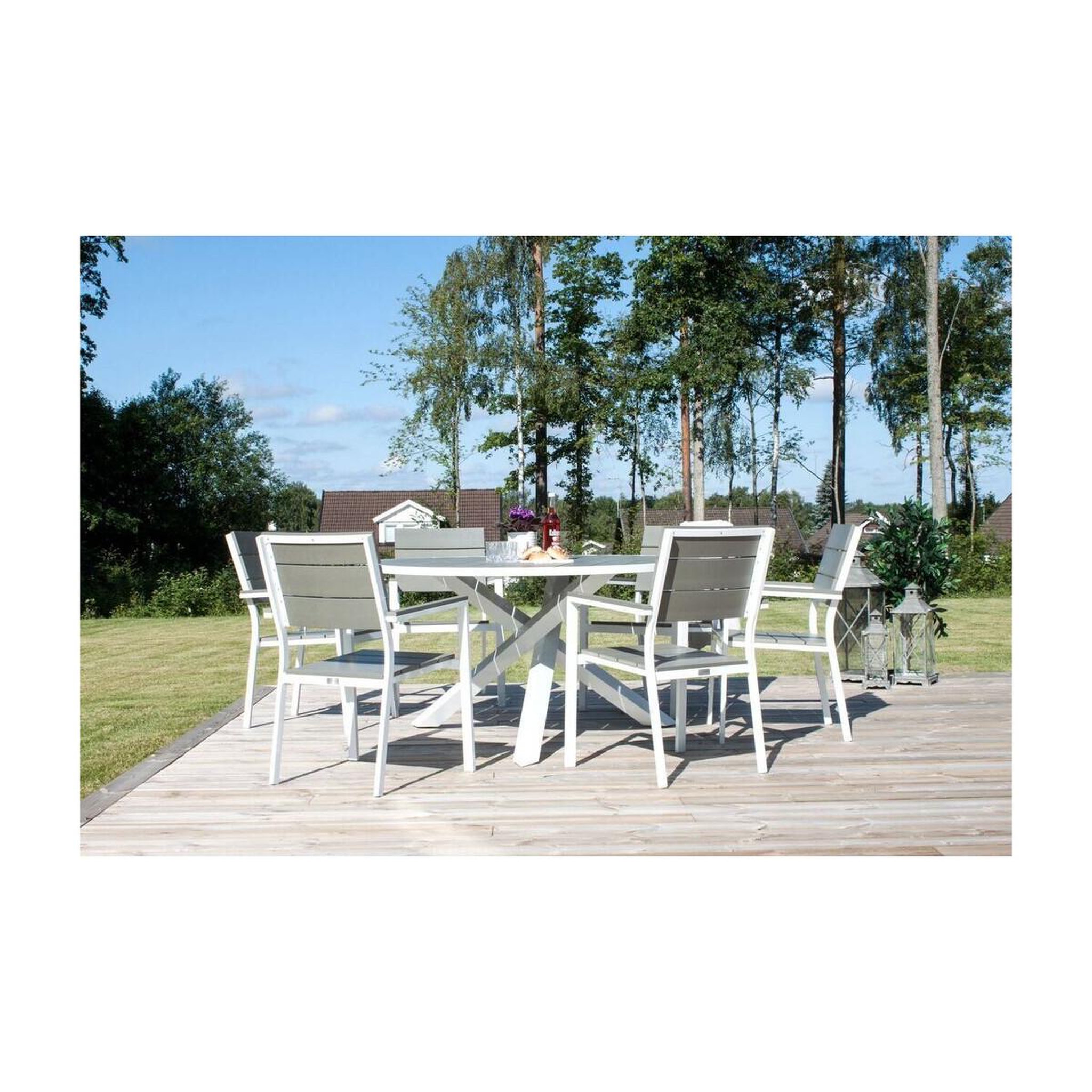Voir la diapositive 6 : Paris Prix Table de Jardin Ronde  Parma  140cm Gris