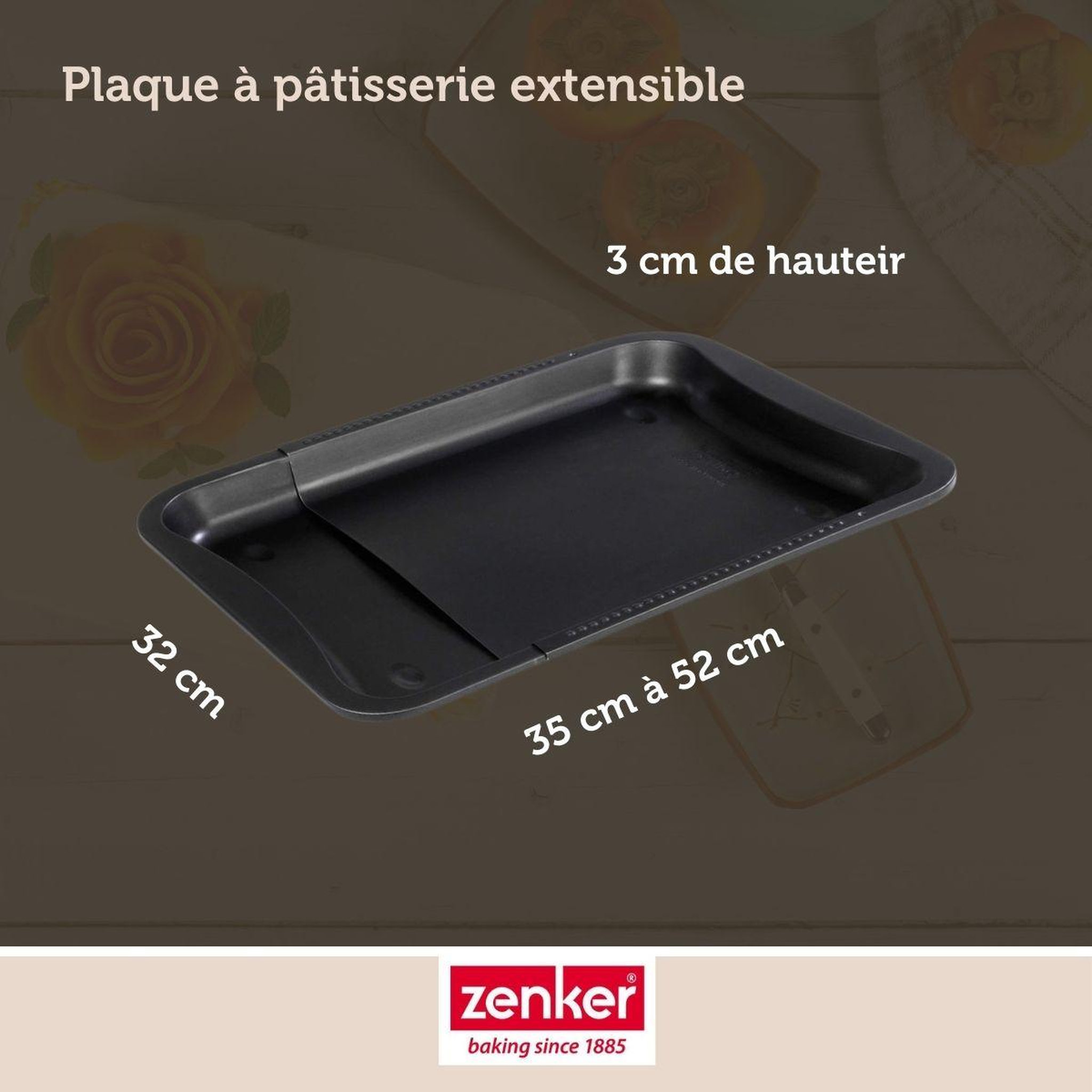 Voir la diapositive 4 : ZENKER Lot de 2 moules à gâteaux 35-52/32/3 cm en acier black mettallic black mettallic zenker  black mettallic