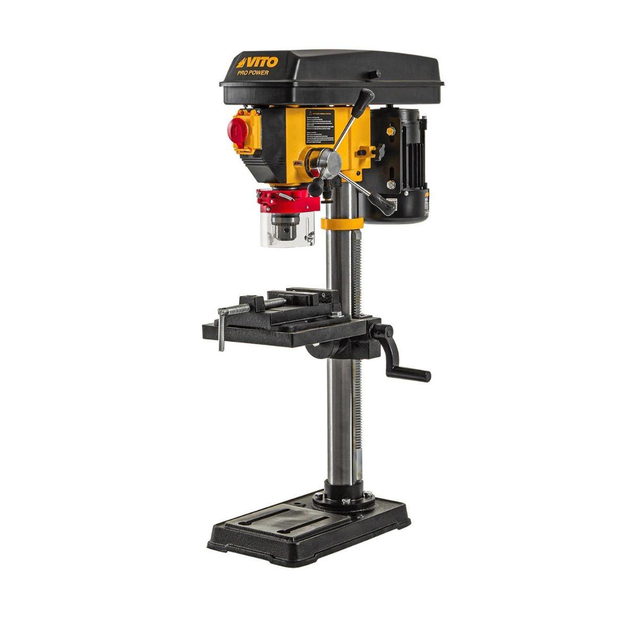 VITO Perceuse à colonne 550w 16mm 12 vitesses 300-2550 tr/min guide laser table inclinable étau atelier vito