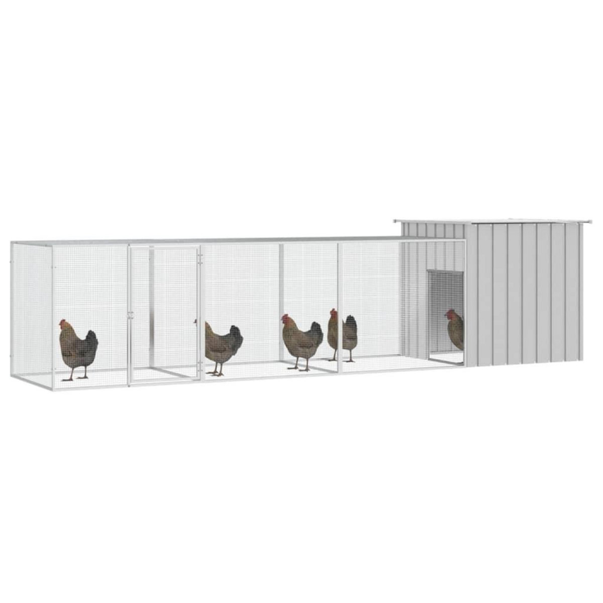 VIDAXL Cage pour poules Gris 400x91x100 cm Acier galvanise