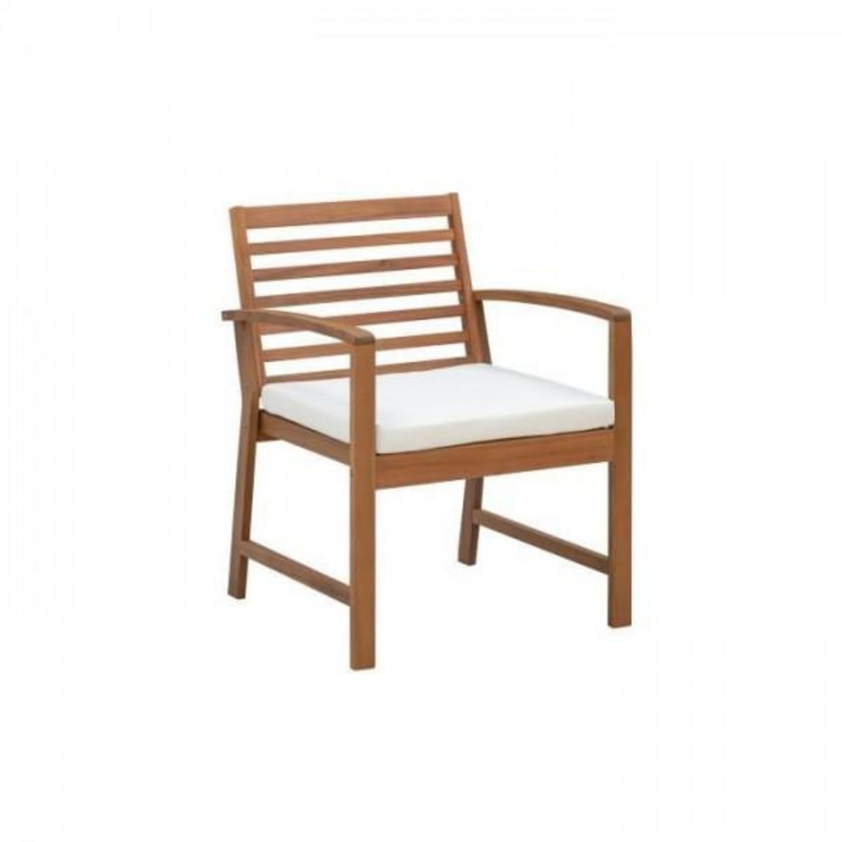 MARKET24 Salon de jardin en bois d'Acacia FSC avec coussins - 2 personnes - Cali - Ecru