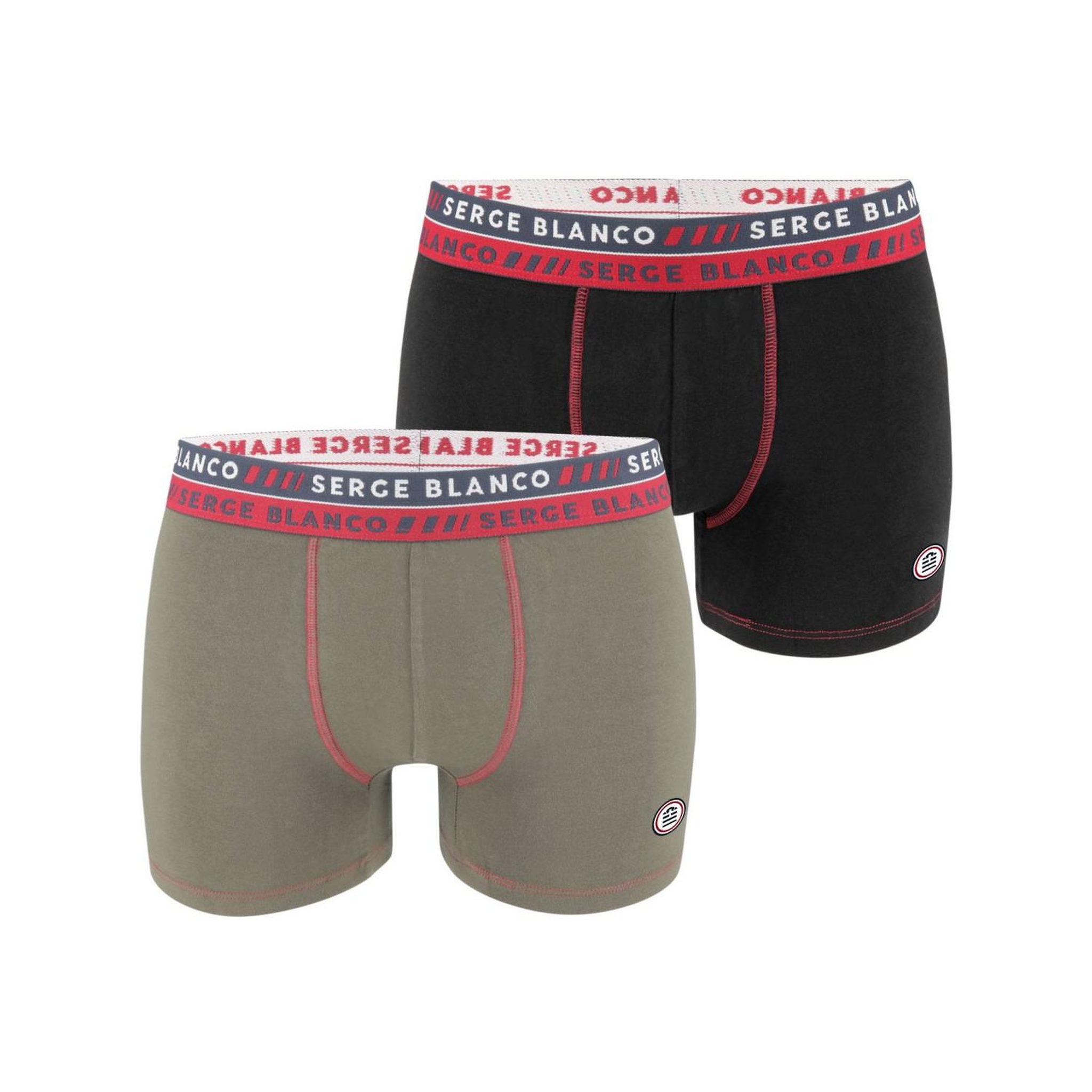 SERGE BLANCO Lot de 2 Boxers homme surpiqûres Class. Coloris disponibles : Vert