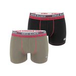 SERGE BLANCO Lot de 2 Boxers homme surpiqûres Class. Coloris disponibles : Vert
