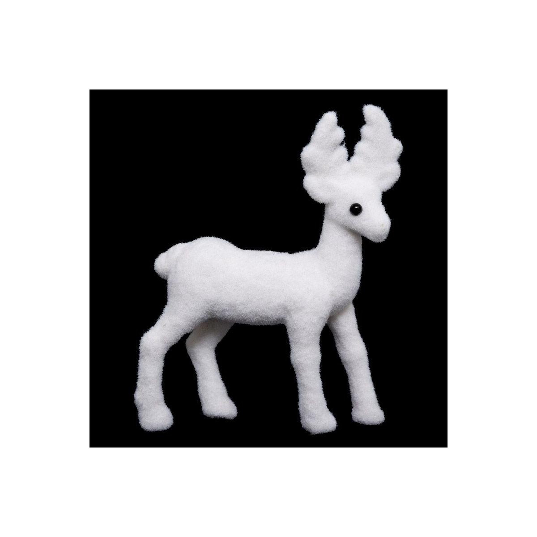 Voir la diapositive 2 : FEERIC LIGHT & CHRISTMAS Statuette déco  renne debout  22cm blanc