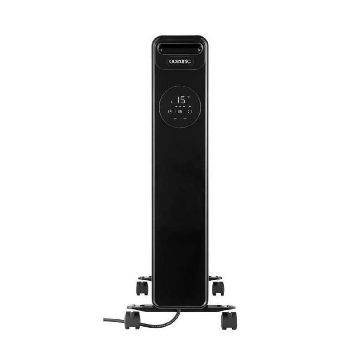 OCEANIC Radiateur electrique bain dhuile 2500W OCEANIC - 3 puissances - Thermostat electronique - Telecommande - Mobile - Noir