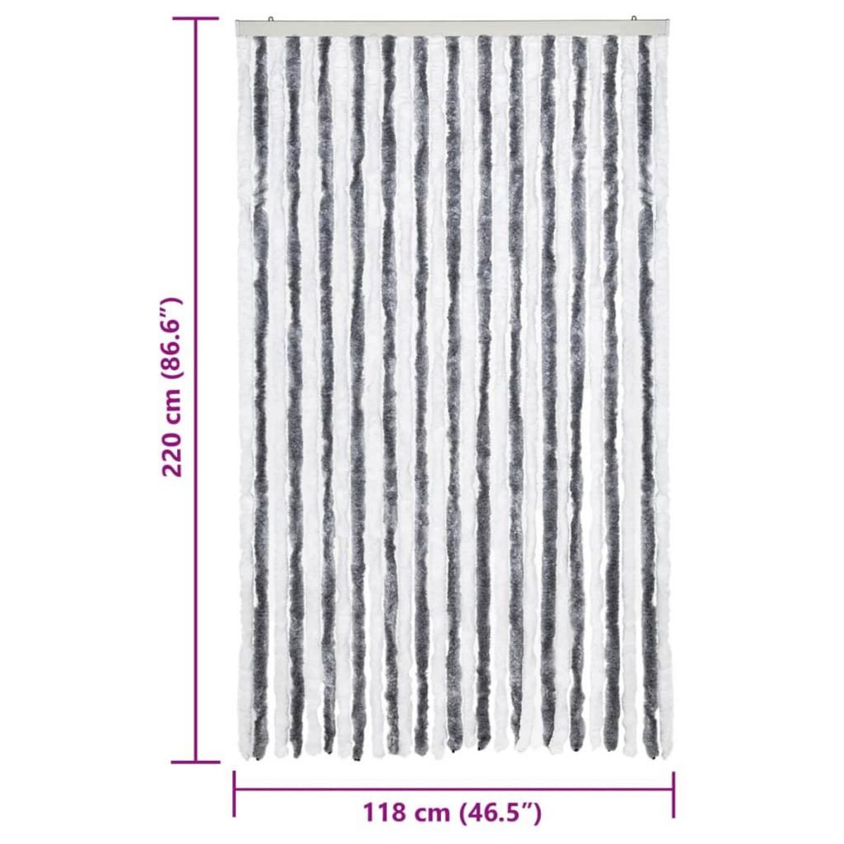 VIDAXL Moustiquaire gris et blanc 118x220 cm chenille