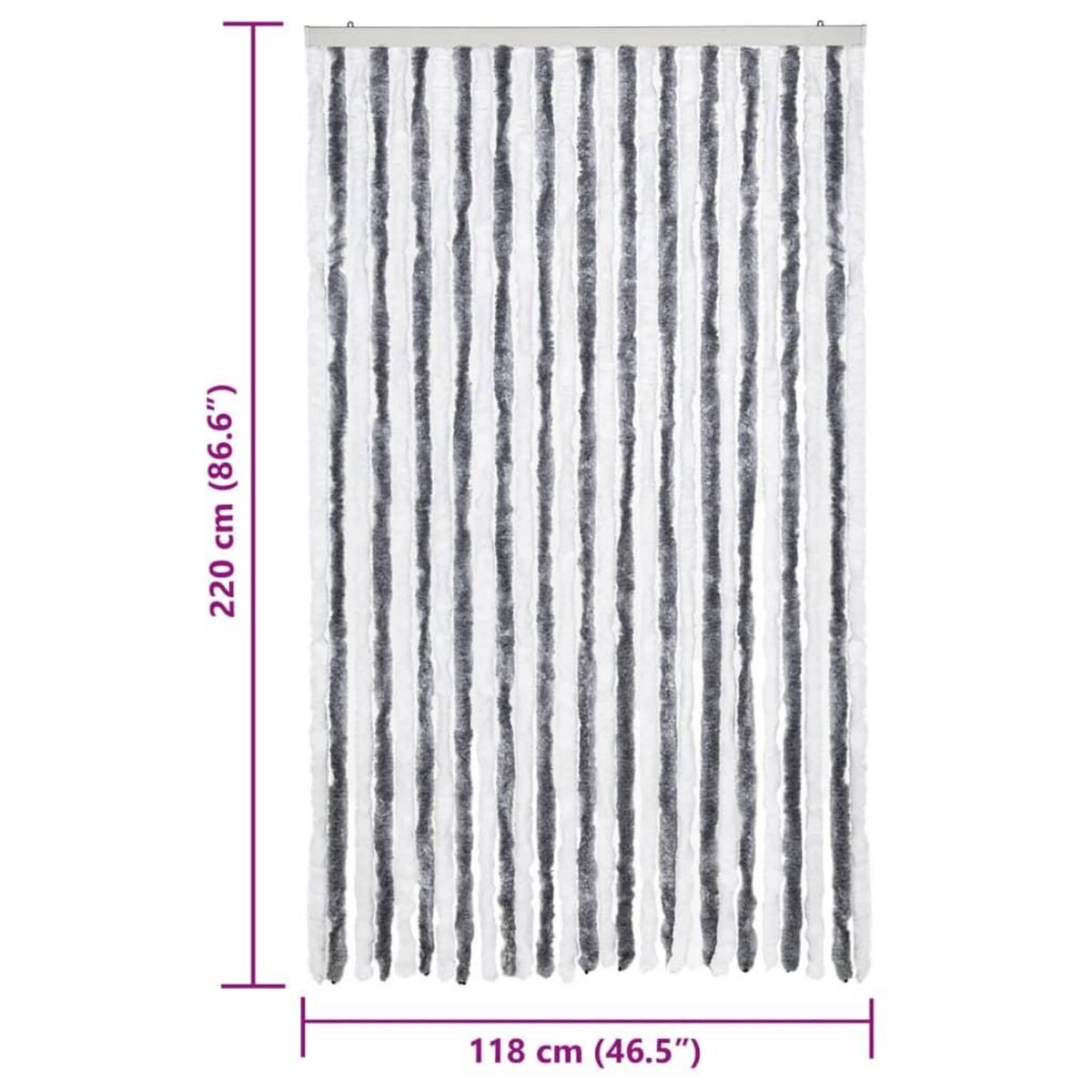 VIDAXL Moustiquaire gris et blanc 118x220 cm chenille