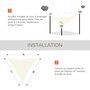 Voir la diapositive 4 : OUTSUNNY Voile d'ombrage triangulaire grande taille 4 x 4 x 4 m polyéthylène haute densité résistant aux UV crème
