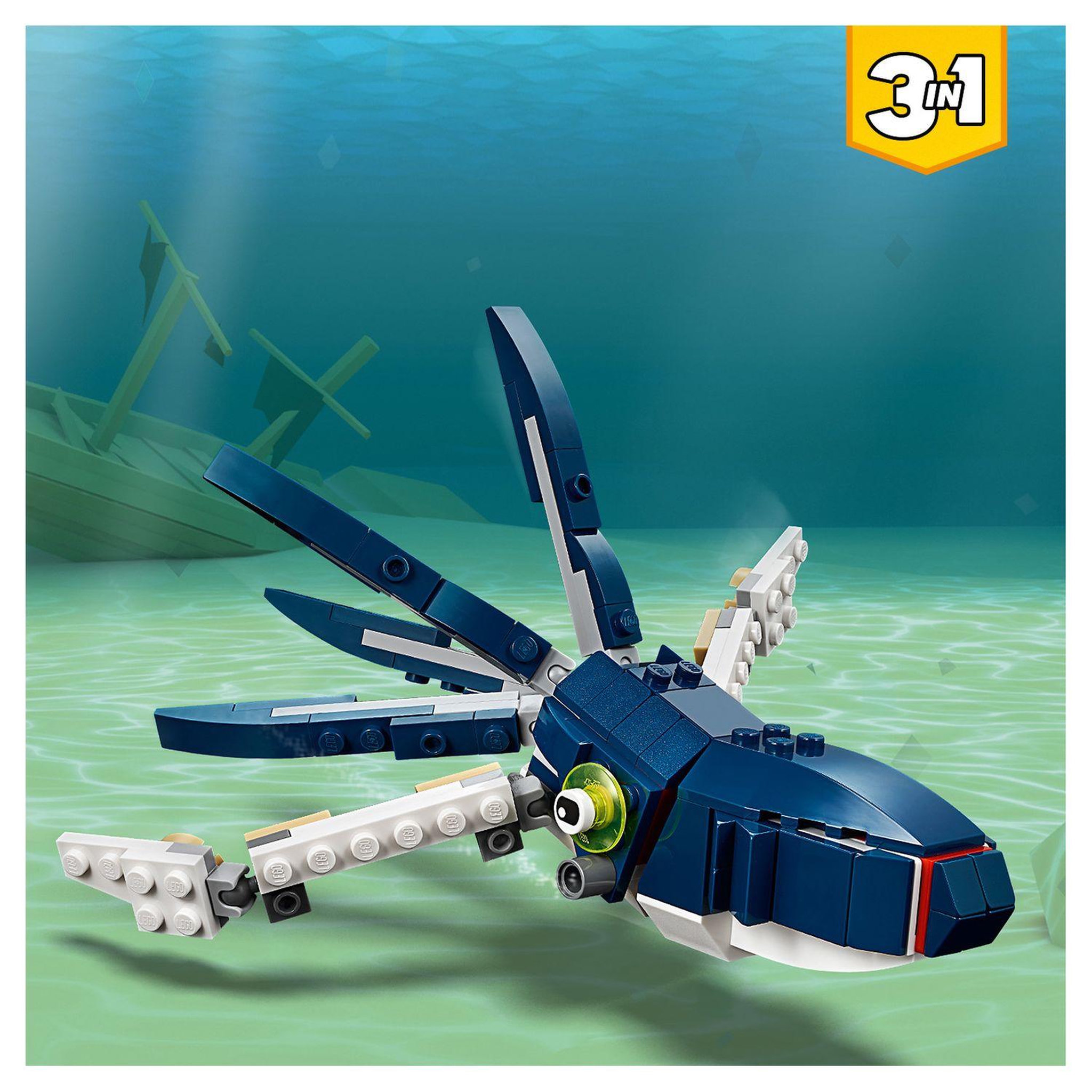 Voir la diapositive 6 : LEGO Creator 31088 - Les créatures sous-marines 3 en 1, Jouet de Construction d'Animaux Marins pour Enfants dès 7 ans 