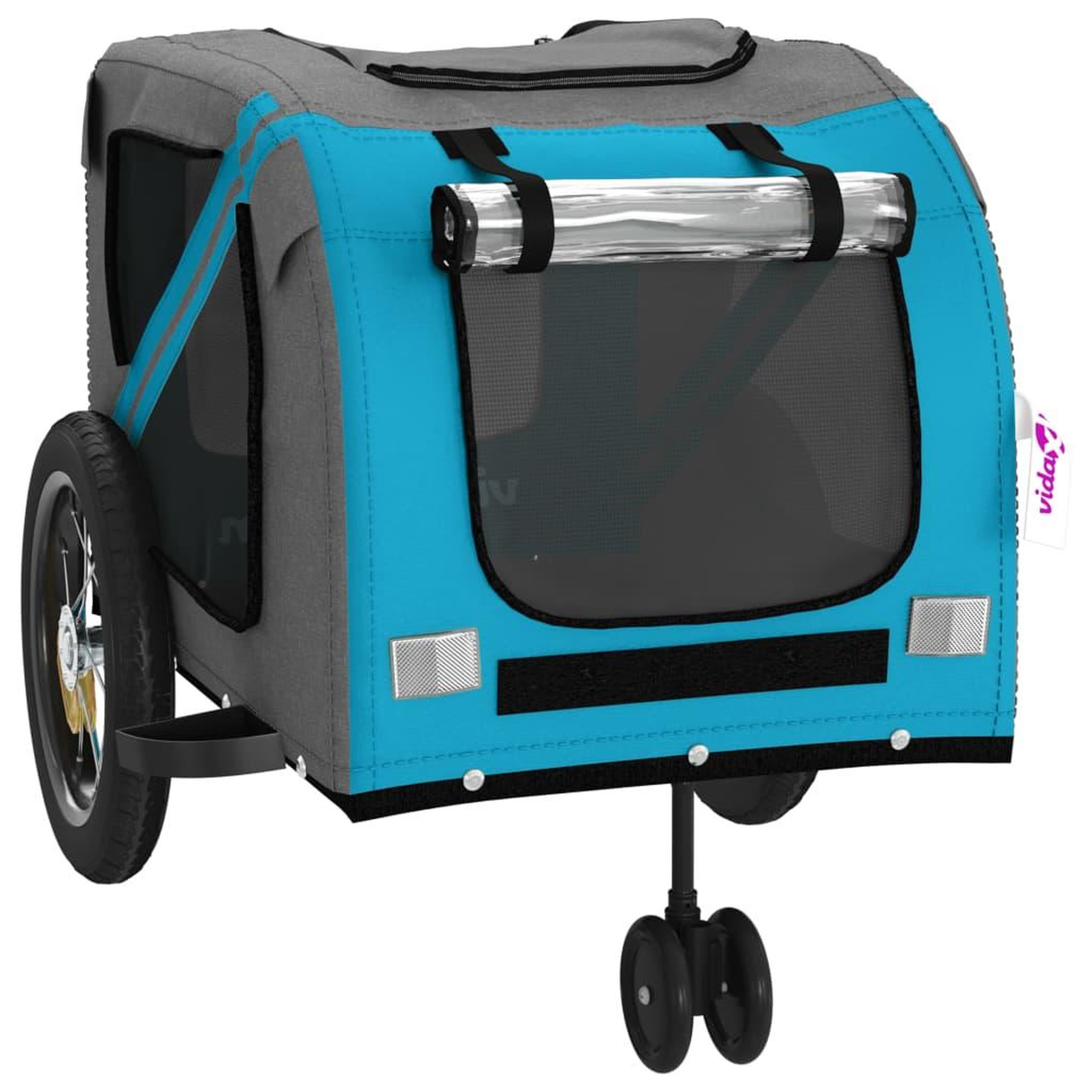 Voir la diapositive 5 : VIDAXL Remorque de velo pour animaux de compagnie bleu et noir