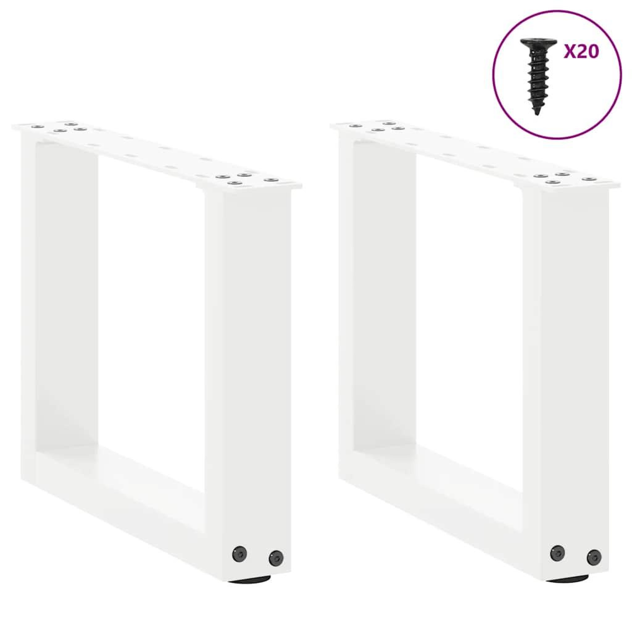 Voir la diapositive 3 : VIDAXL Pieds de table basse forme de U 2 pcs blanc 40x(30-31) cm acier