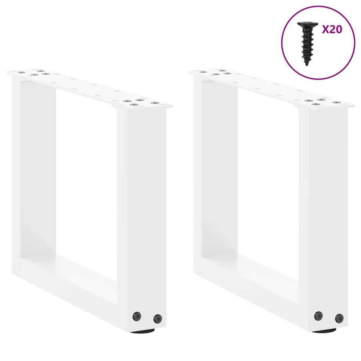 VIDAXL Pieds de table basse forme de U 2 pcs blanc 40x(30-31) cm acier