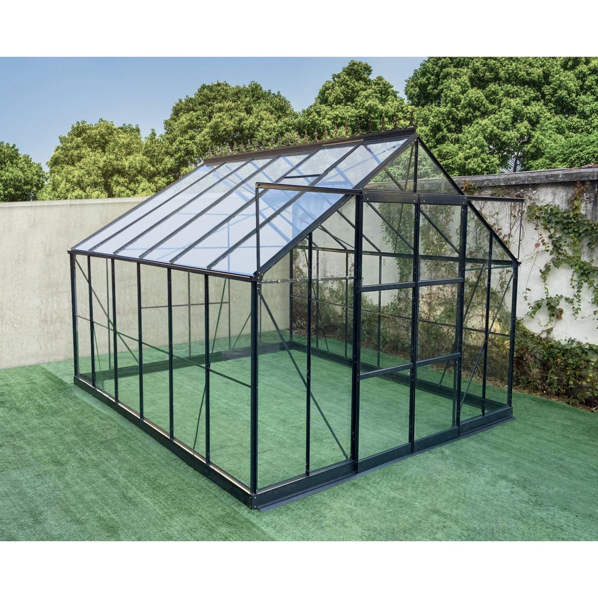 GREEN PROTECT Serre de jardin verre trempé 11,04m² 