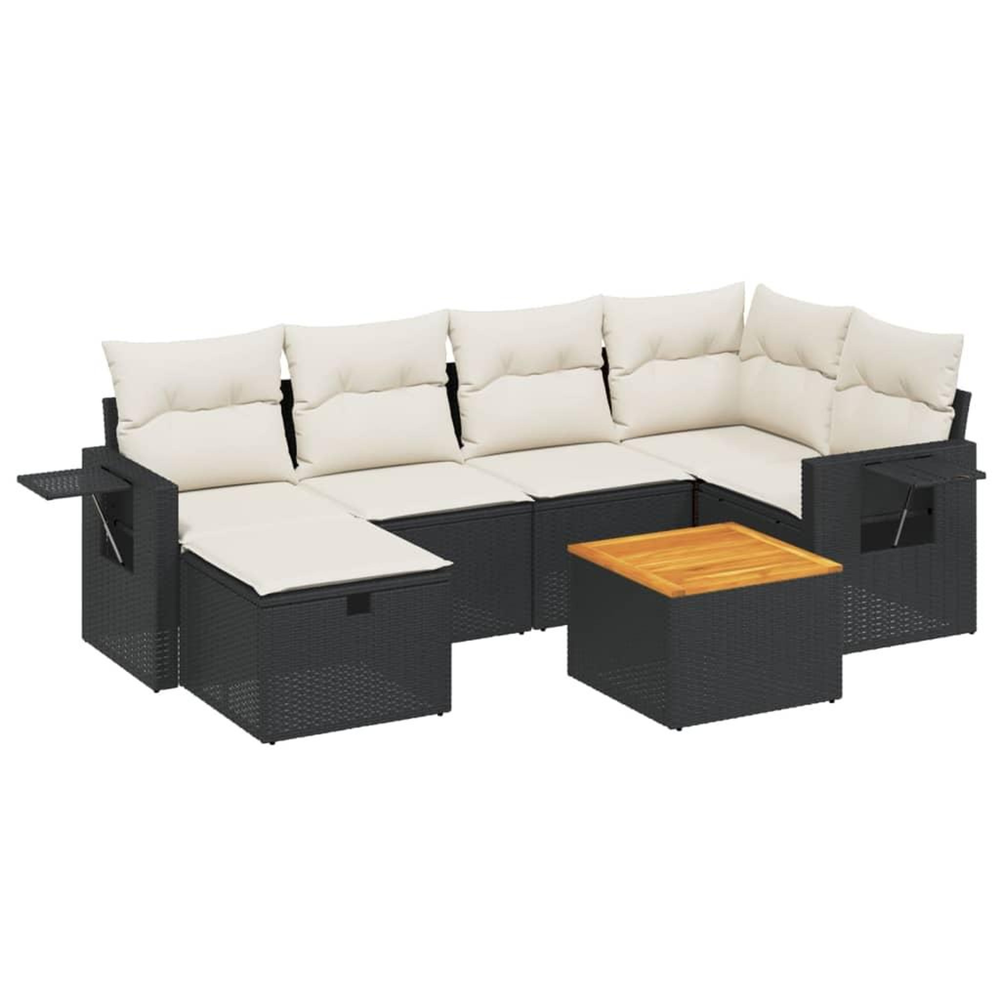 Voir la diapositive 2 : VIDAXL Salon de jardin 7 pcs avec coussins noir resine tressee