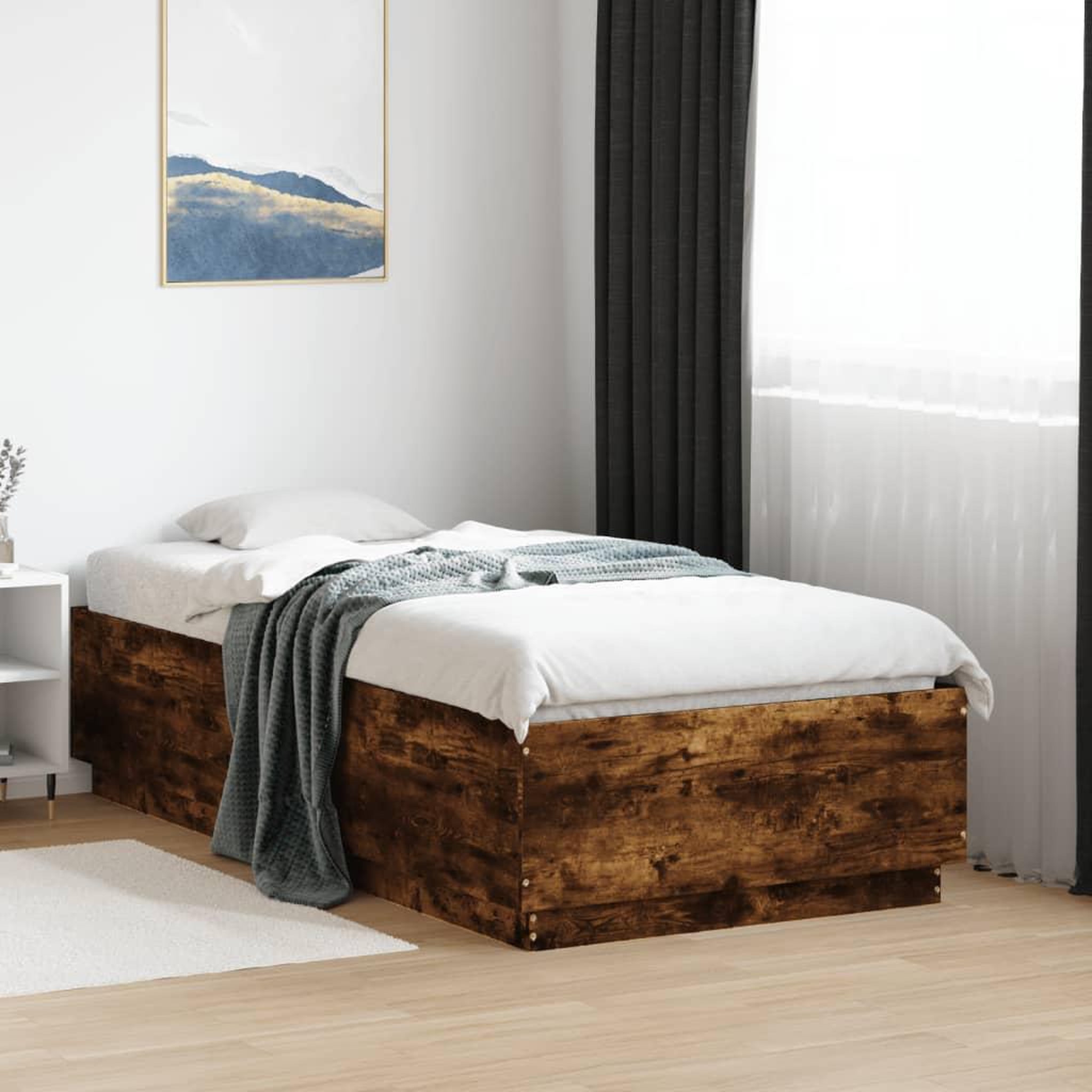 VIDAXL Cadre de lit sans matelas chene fume 75x190 cm
