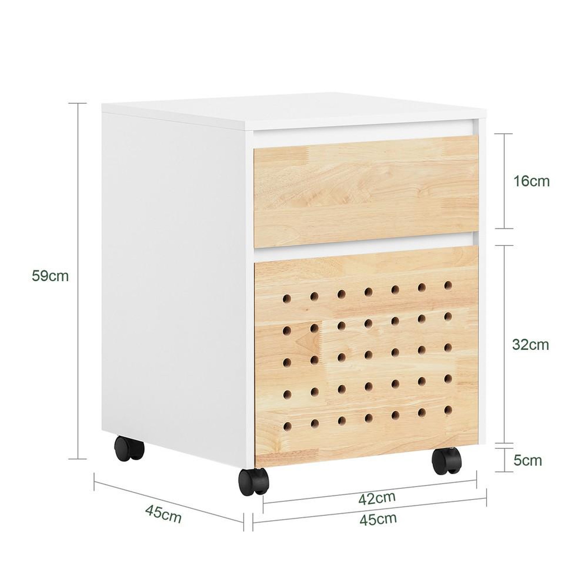Voir la diapositive 3 : SOBUY SoBuy - Caisson De Bureau à deux tiroirs - Blanc - 45x45x59cm - Nordique - ASK06-NW