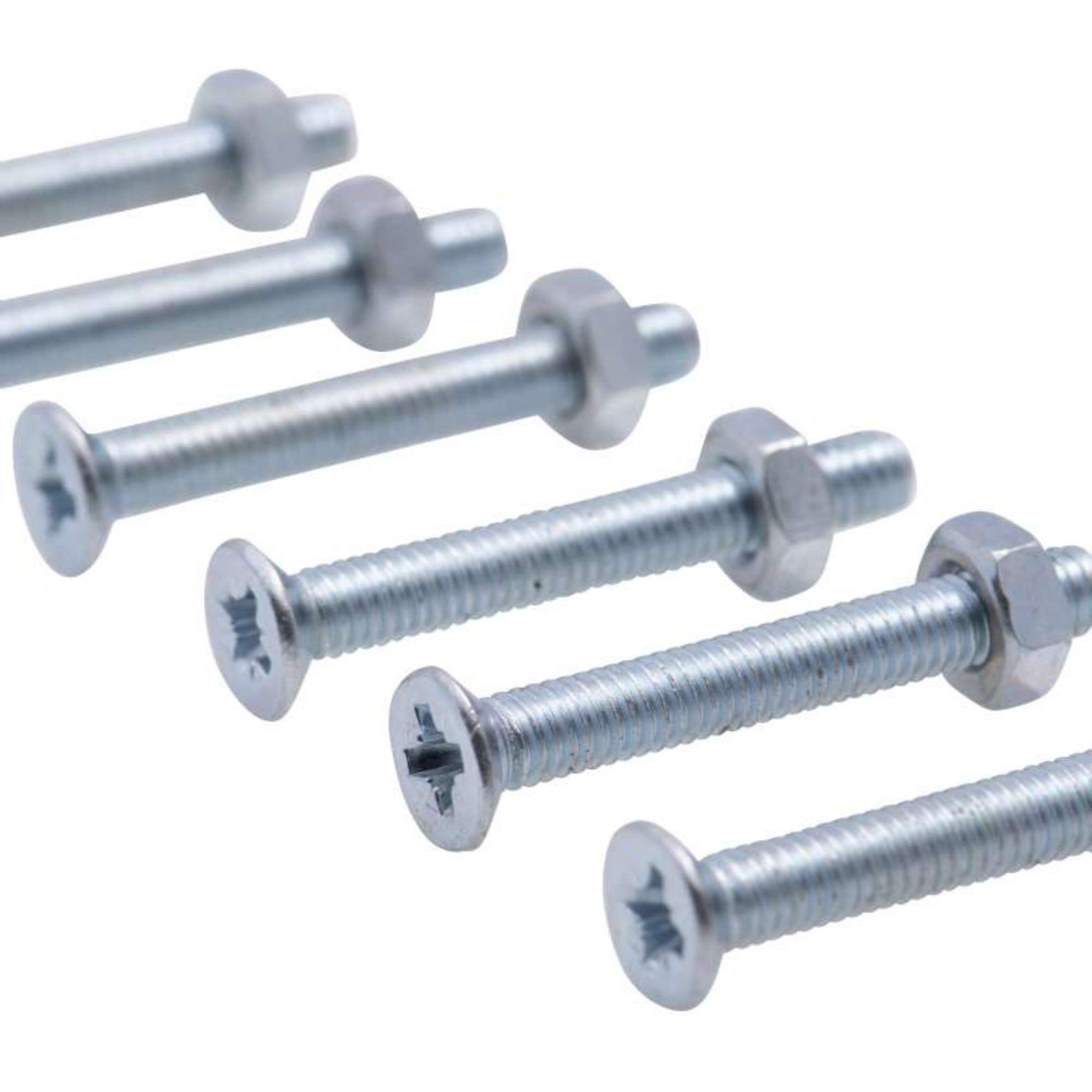 Voir la diapositive 4 :  Vis à métaux zinguée tête fraisée PZ cruciforme Vissal Ø 6x20 mm  lot de 12 vis+écrou