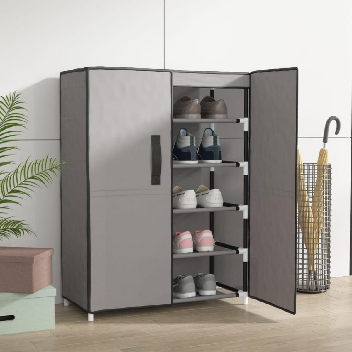 VIDAXL Armoire a chaussures Gris 60x28x90 cm Tissu