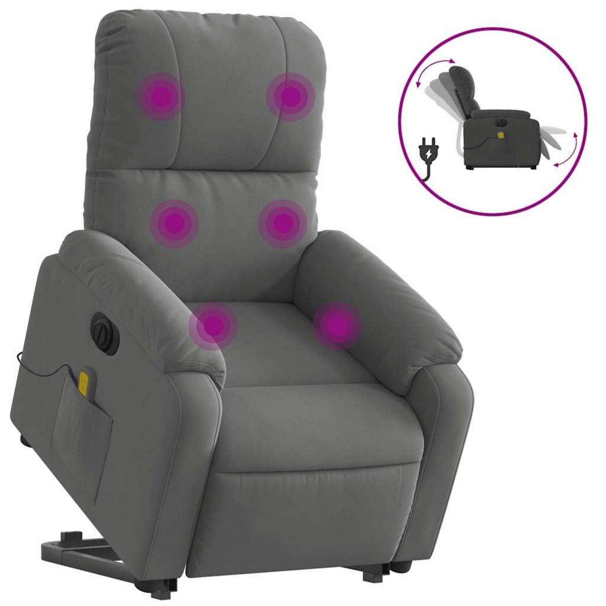 VIDAXL Fauteuil inclinable de massage electrique gris fonce