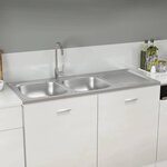 VIDAXL Evier de cuisine a double evier argente 1200x600x155 mm inox