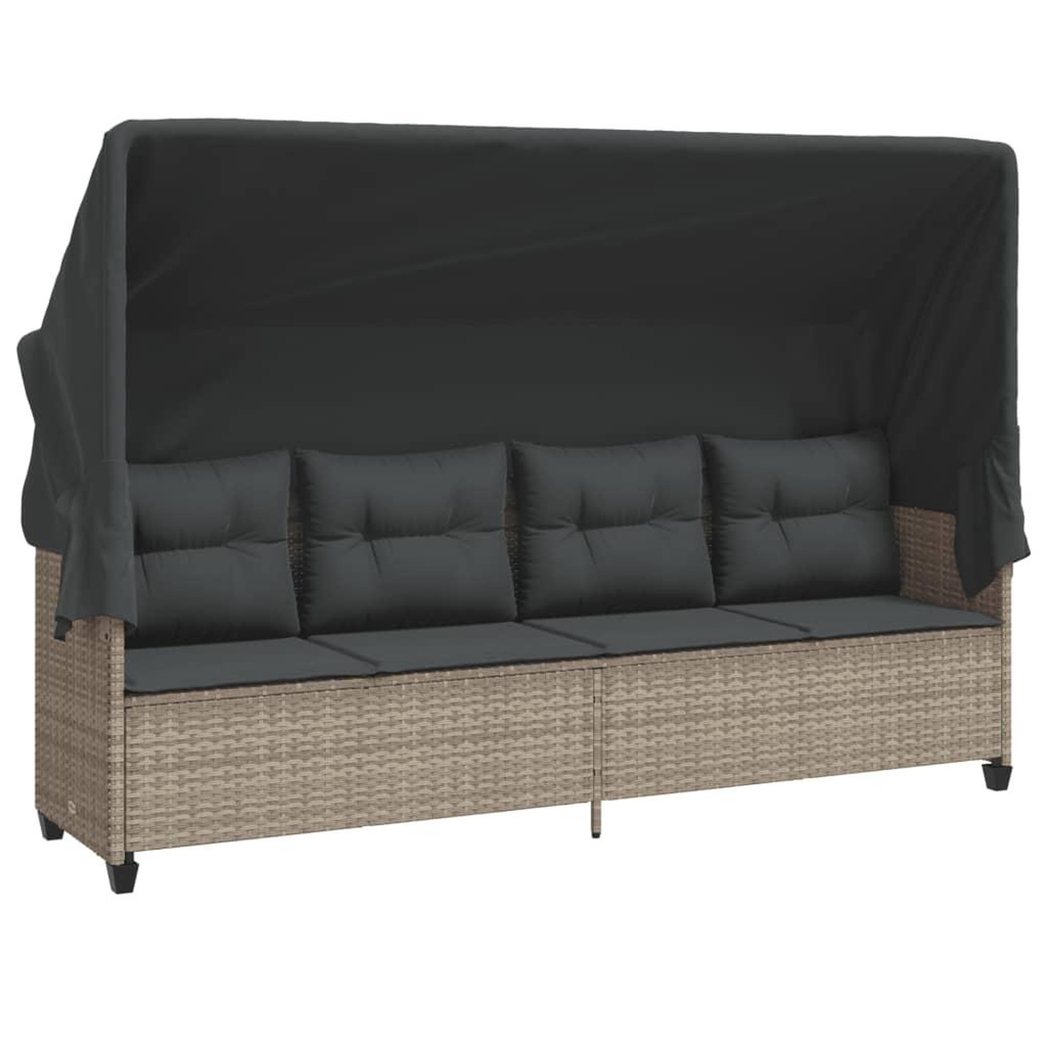 Voir la diapositive 2 : VIDAXL Chaise longue avec auvent et coussins gris clair resine tressee
