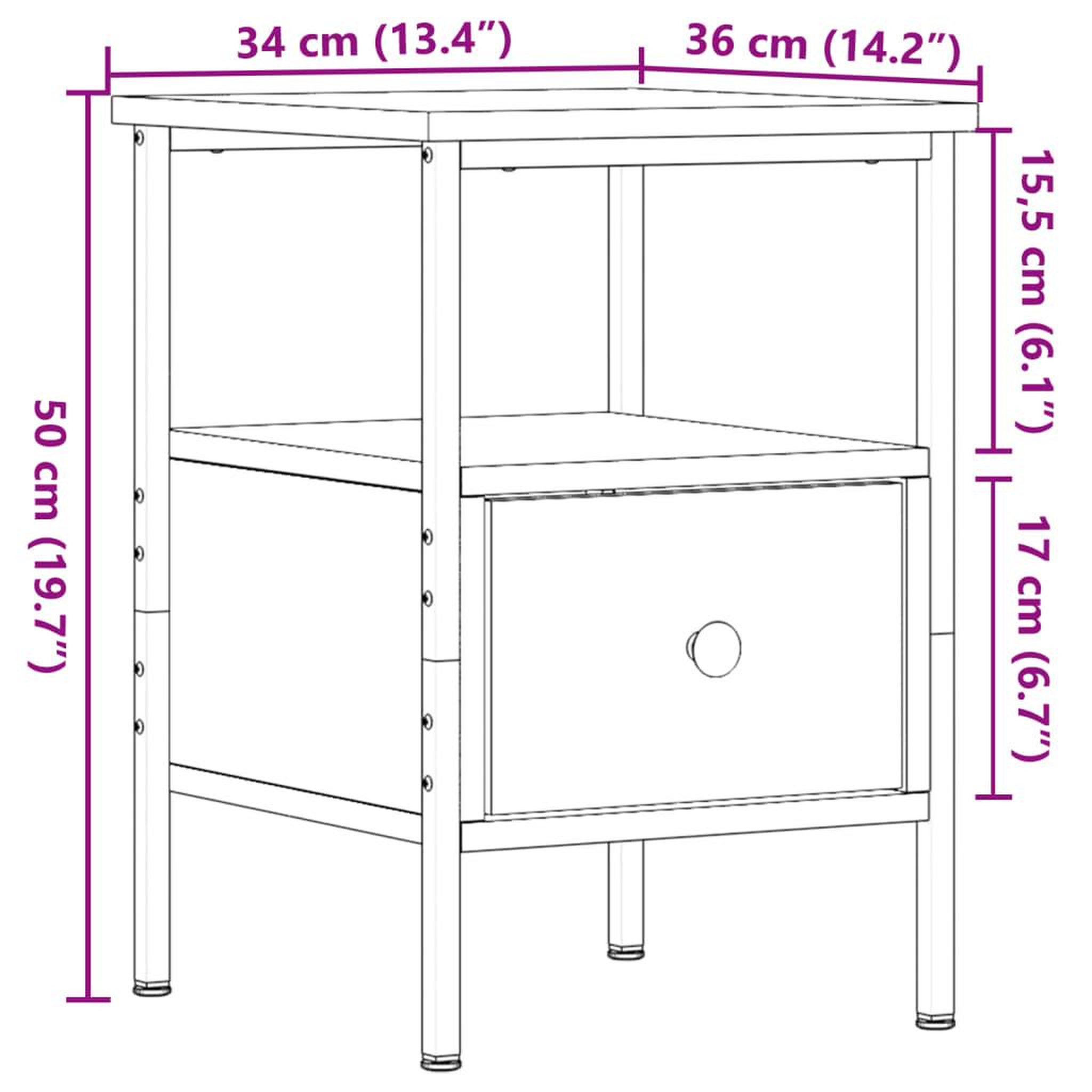 Voir la diapositive 6 : VIDAXL Table de chevet vieux bois 34x36x50 cm bois d'ingenierie