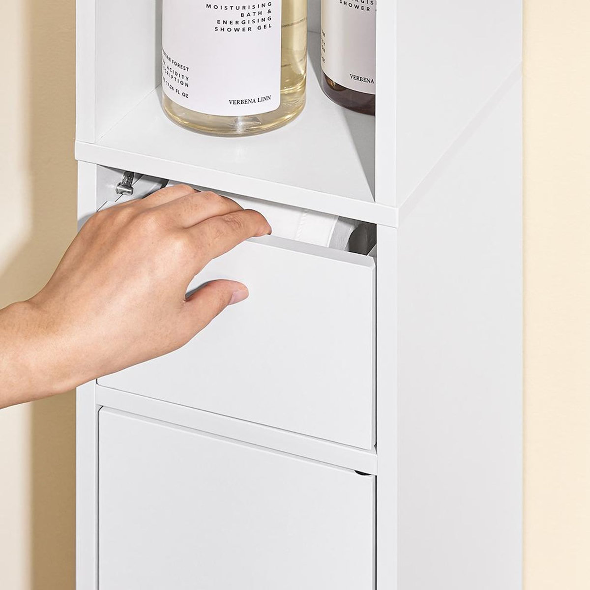 SOBUY SoBuy - Colonne De Salle De Bain à un tiroir - Blanc - 20x17x145cm - Minimaliste - BZR34-K-W