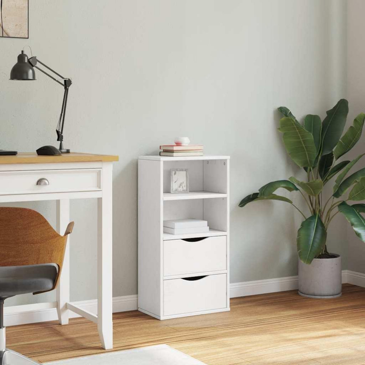 VIDAXL Armoire laterale tiroirs ODDA blanc 40x24x79 cm bois massif pin