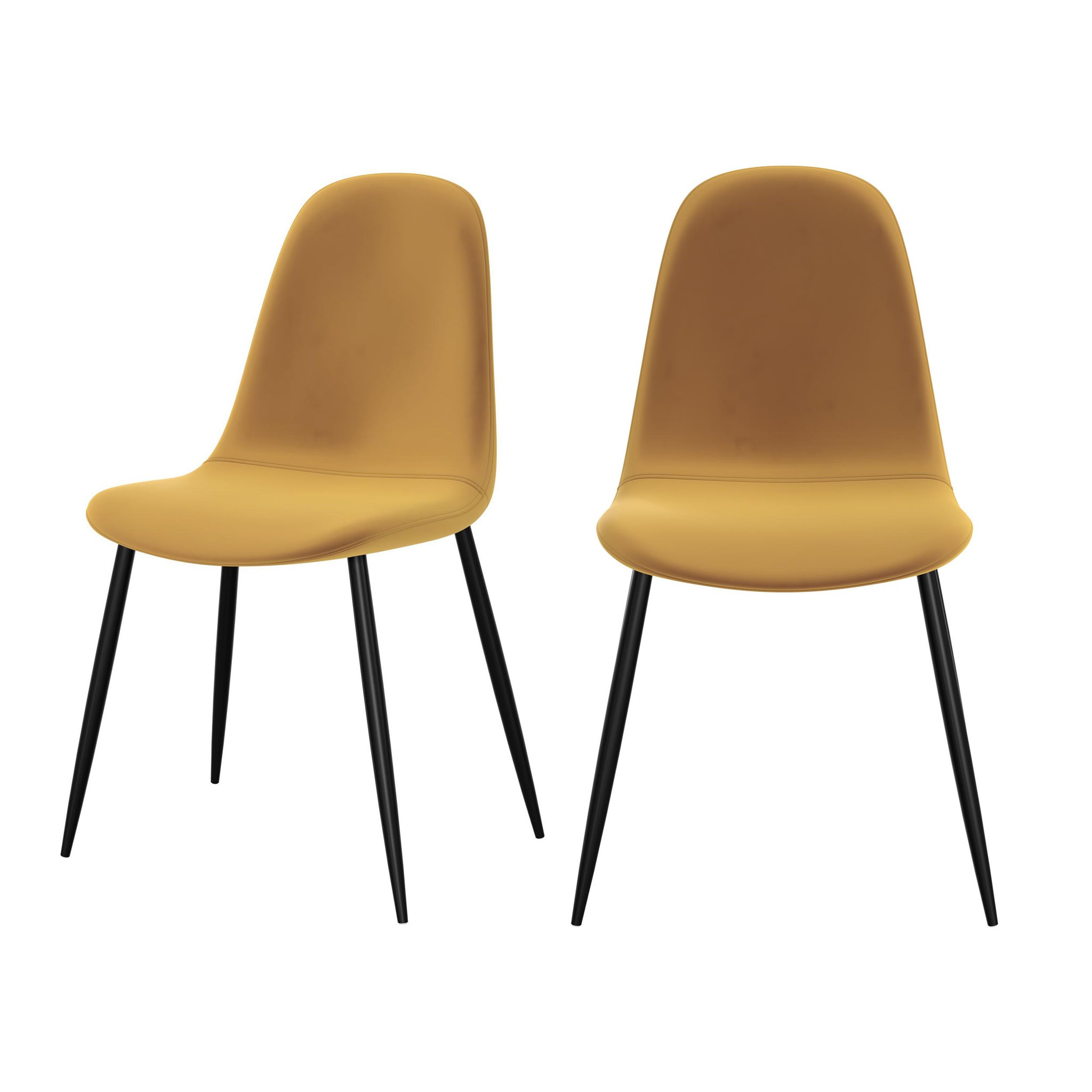 Voir la diapositive 1 : Rendez vous déco Lot de 2 chaises en velours jaune et pieds en métal - Malrik