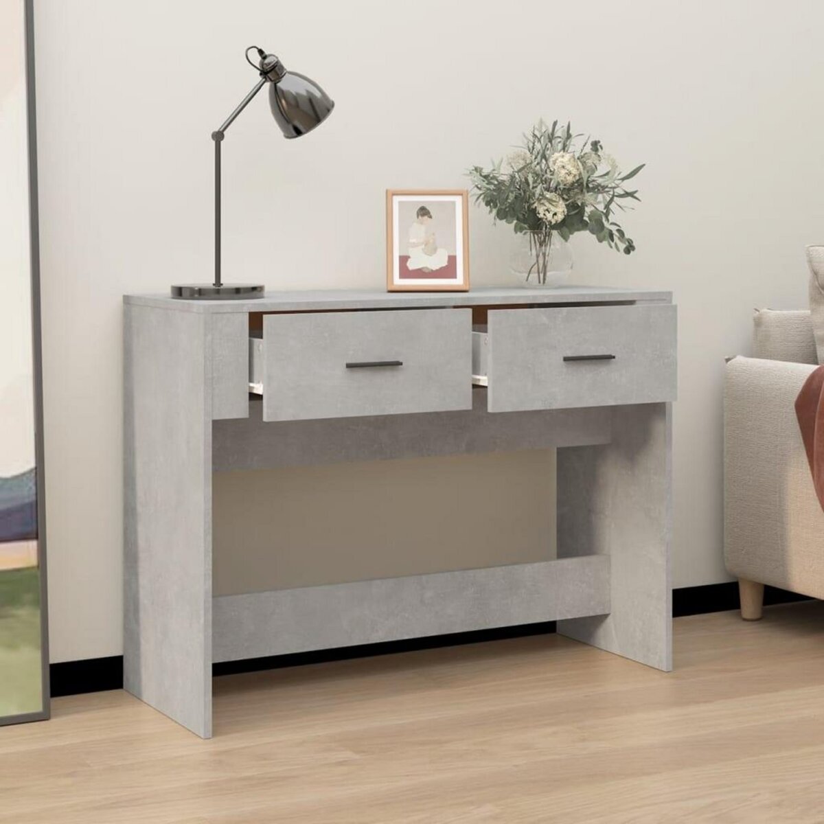 VIDAXL Table console Gris beton 100x39x75 cm Bois d'ingenierie