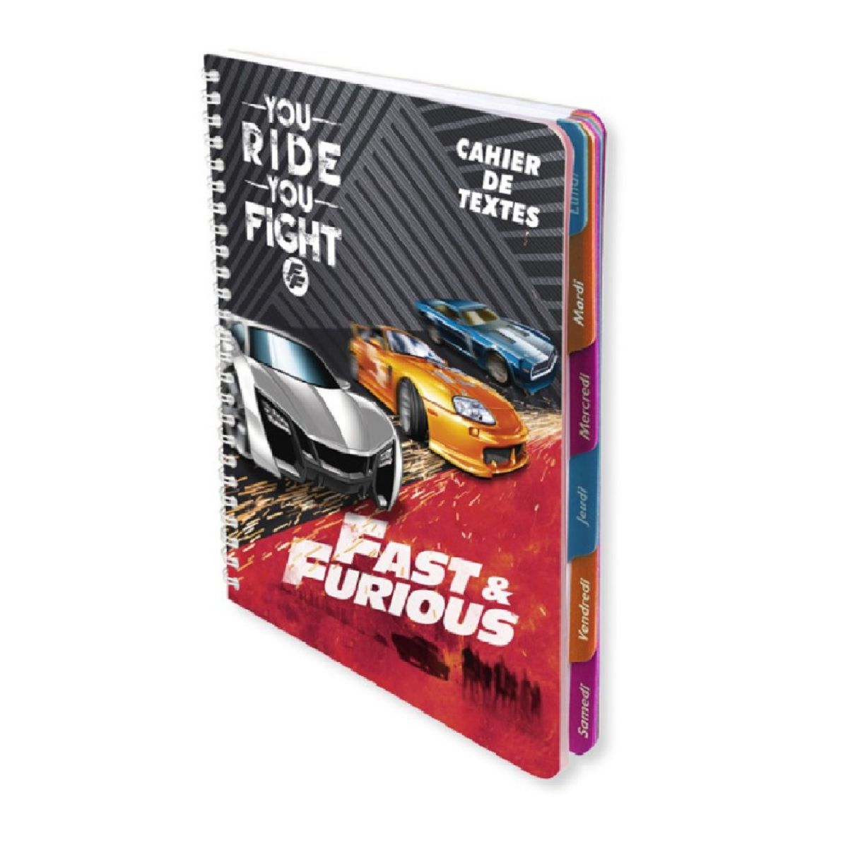 CLAIREFONTAINE Cahier de texte à spirale 17x22cm Fast and Furious noir et rouge