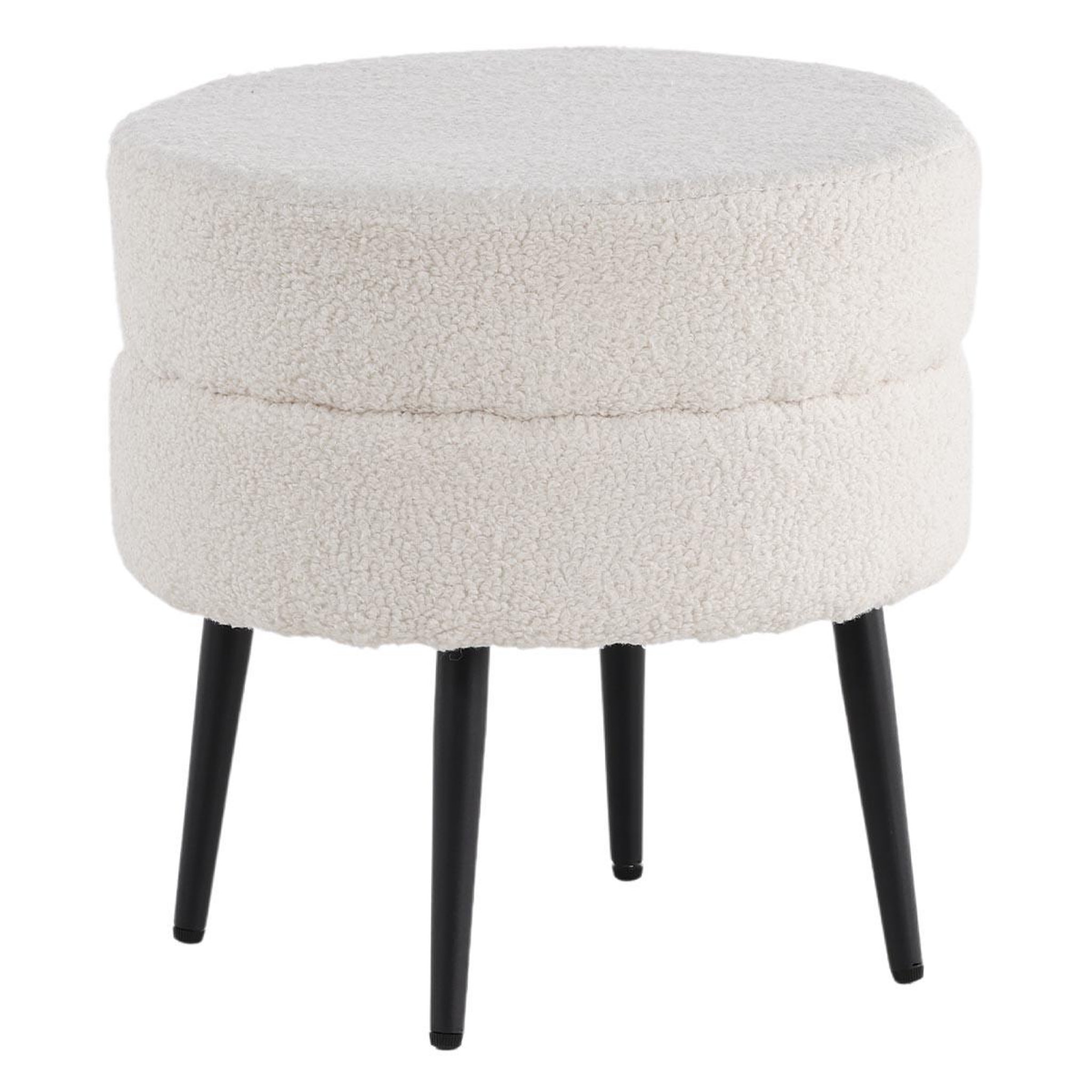 Paris Prix Pouf design bouclette  pot  40cm blanc