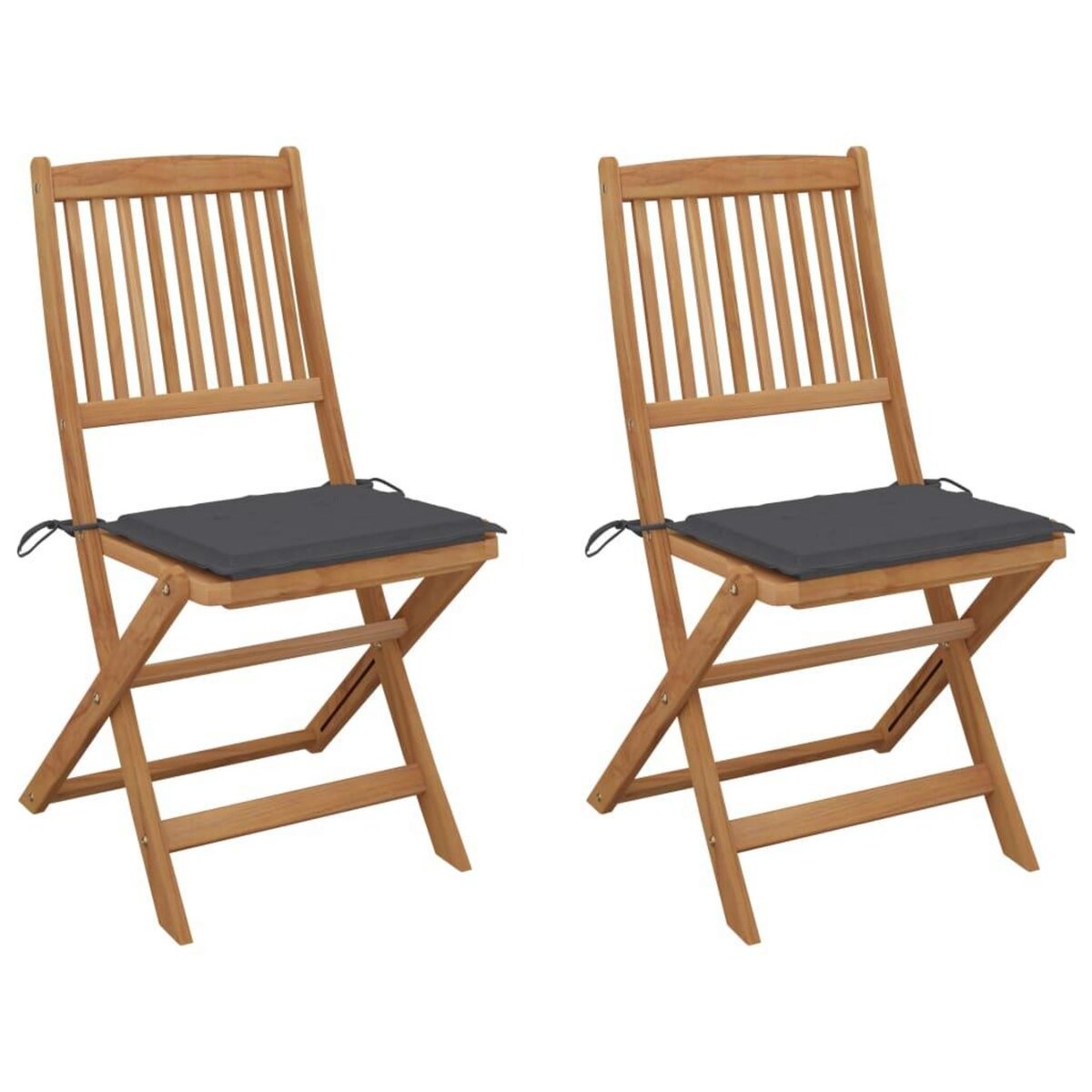 VIDAXL Chaises pliables de jardin lot de 2 avec coussins Bois d'acacia