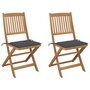 Voir la diapositive 1 : VIDAXL Chaises pliables de jardin lot de 2 avec coussins Bois d'acacia