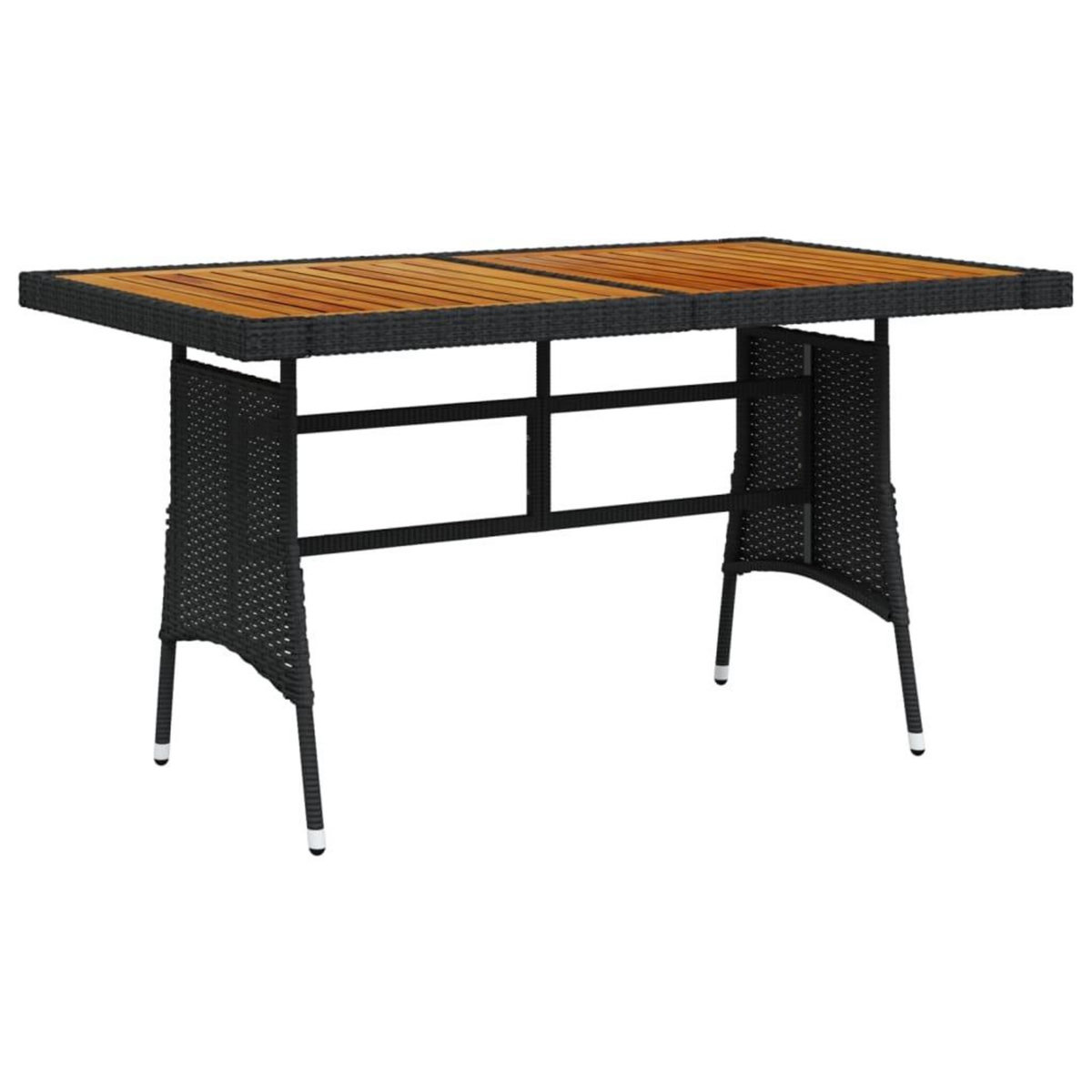 VIDAXL Table de jardin Noir 130x70x72 cm Resine tressee et acacia