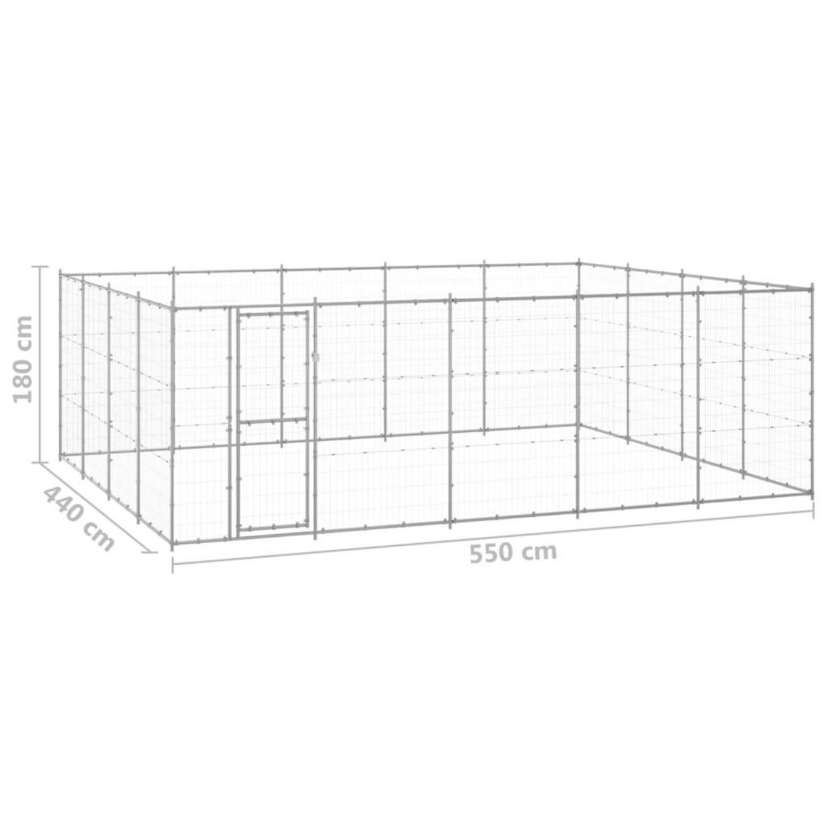 VIDAXL Chenil exterieur Acier galvanise 24,2 m²