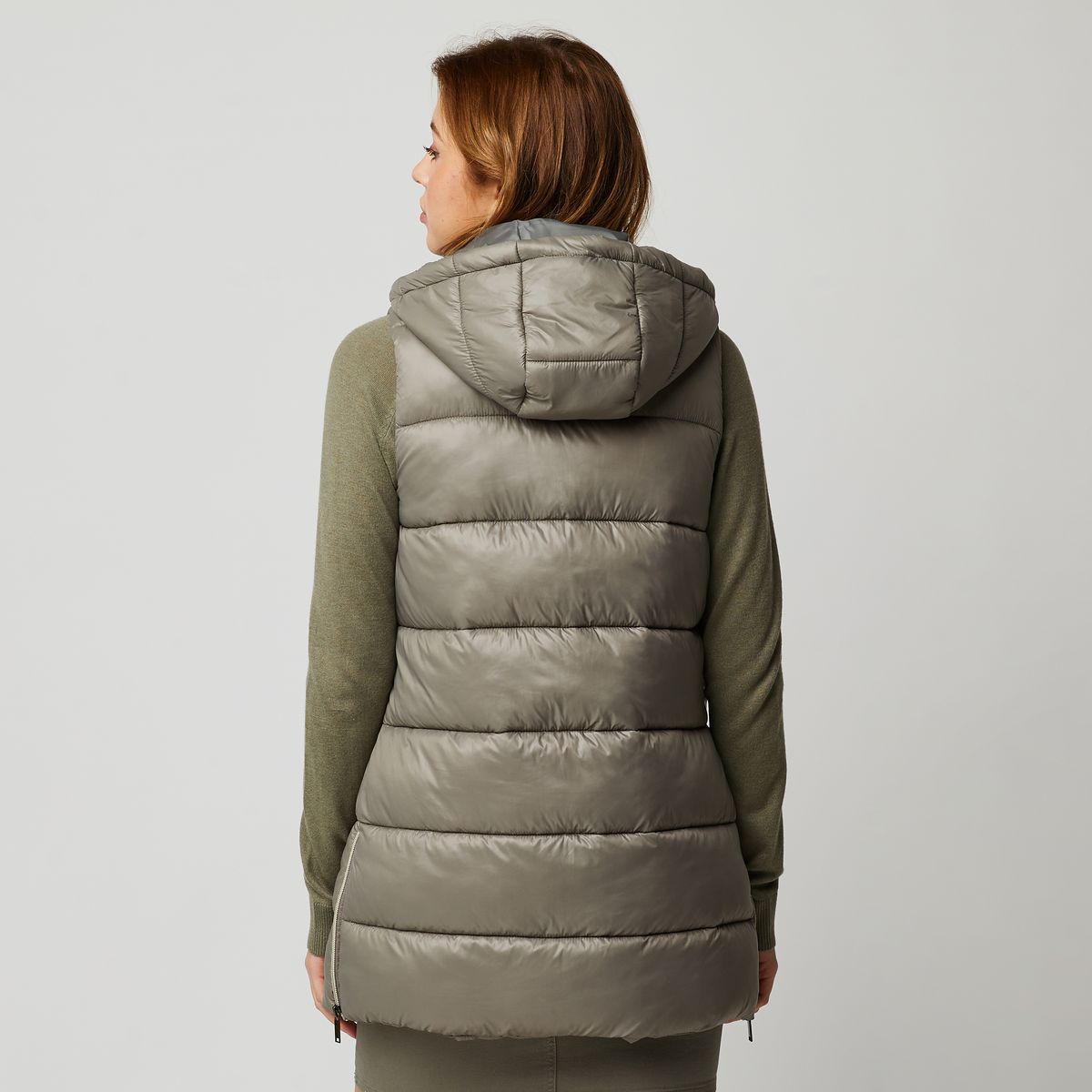 INEXTENSO Doudoune sans manches vert kaki femme