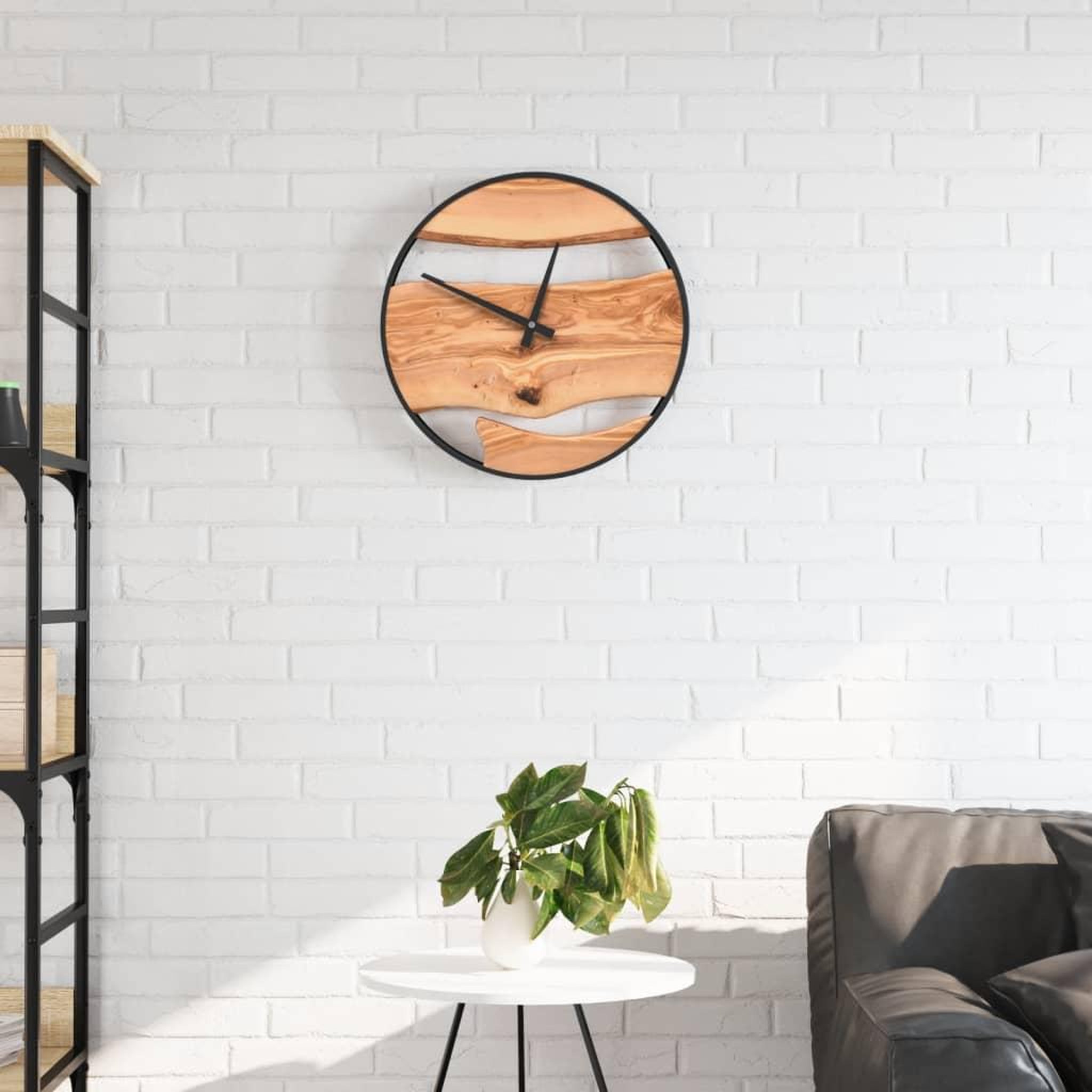 VIDAXL Horloge murale marron Ø35 cm fer et bois d'olivier