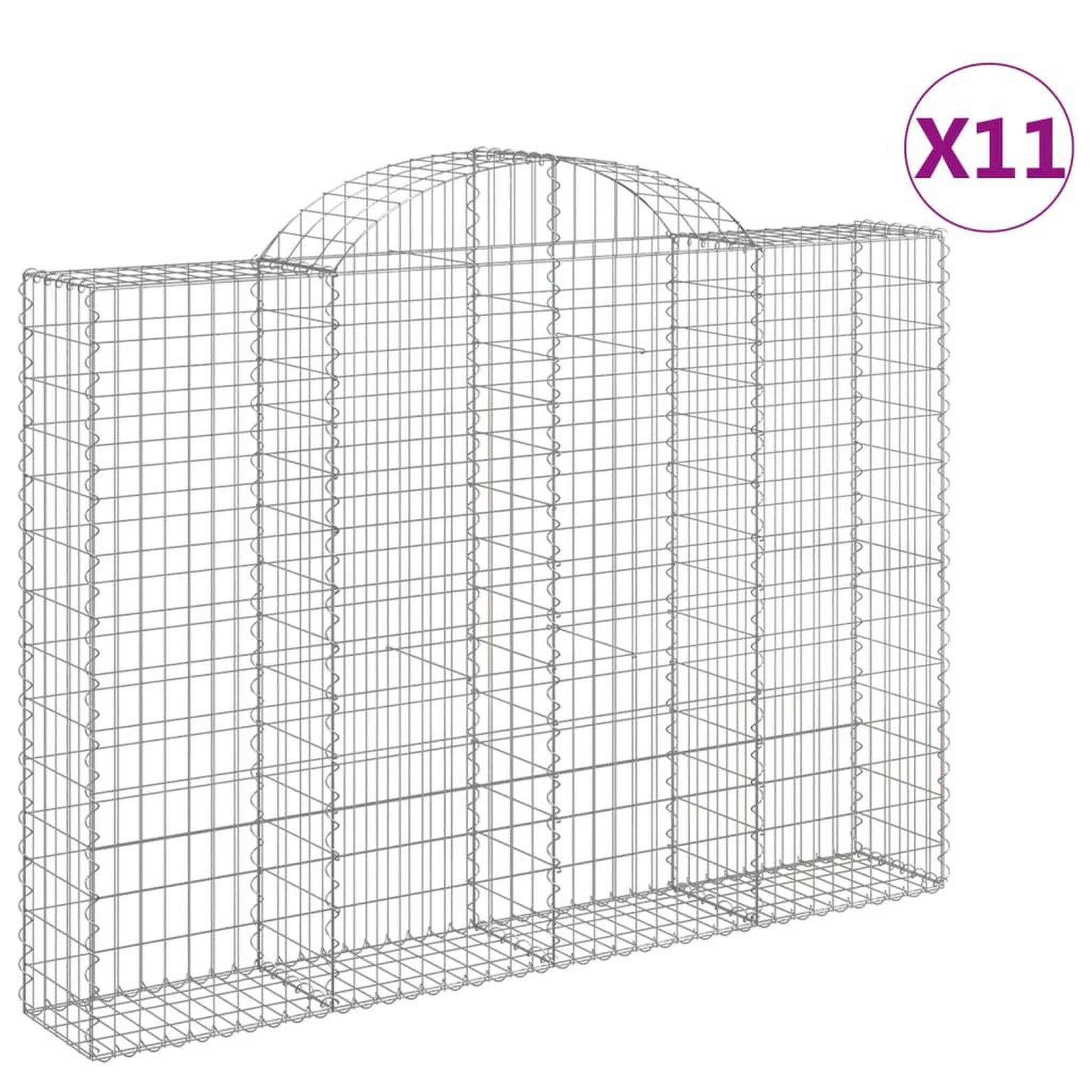Voir la diapositive 2 : VIDAXL Paniers a gabions arques 11 pcs 200x30x140/160 cm Fer galvanise