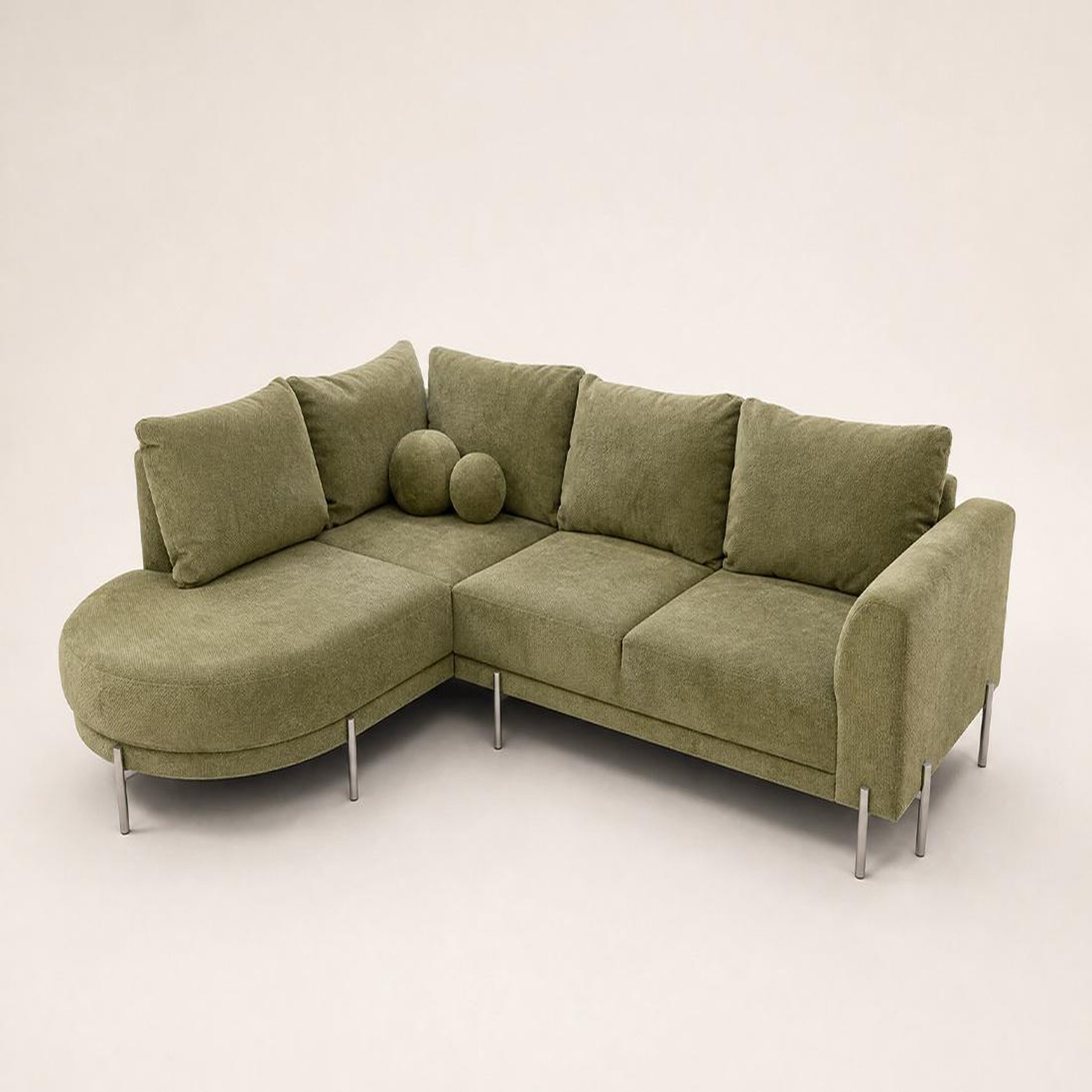 Voir la diapositive 3 : BEST MOBILIER Gabin - canapé d'angle gauche 5 places en velours texturé