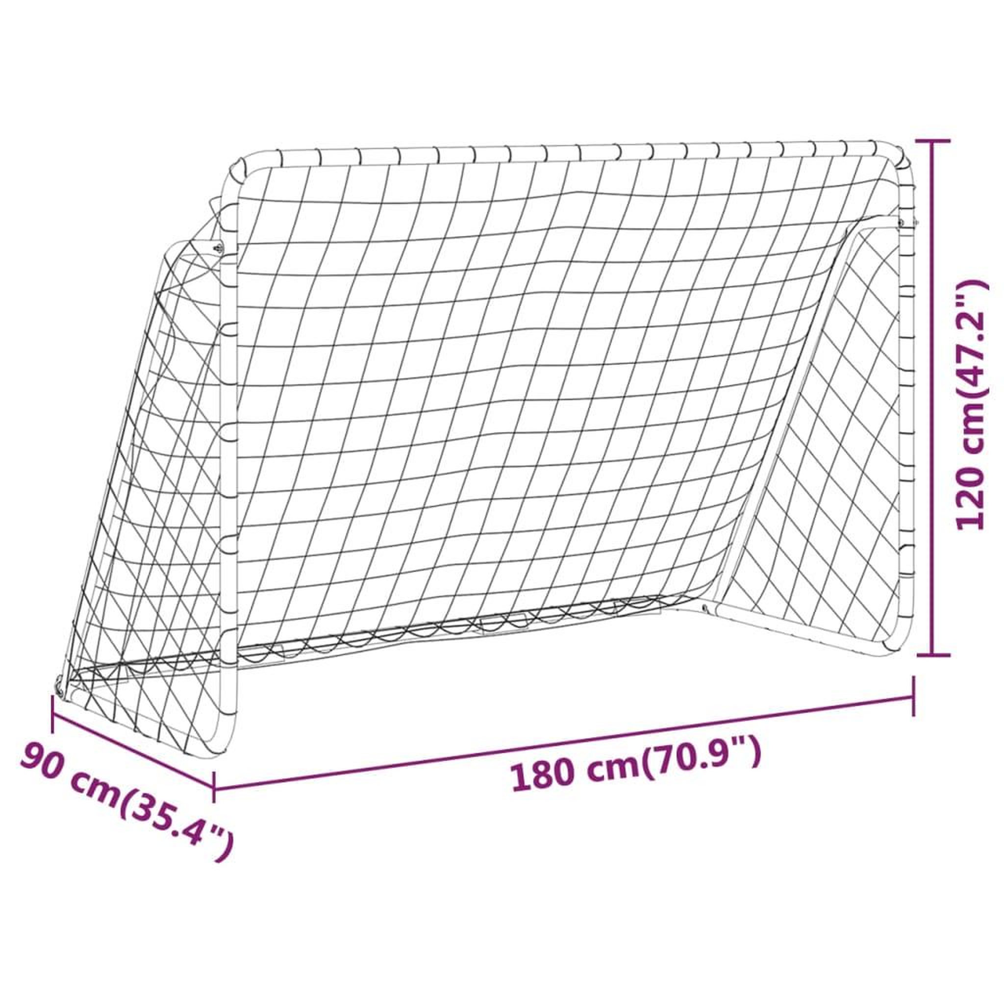 Voir la diapositive 6 : VIDAXL But de football avec filet Blanc 180x90x120 cm Acier