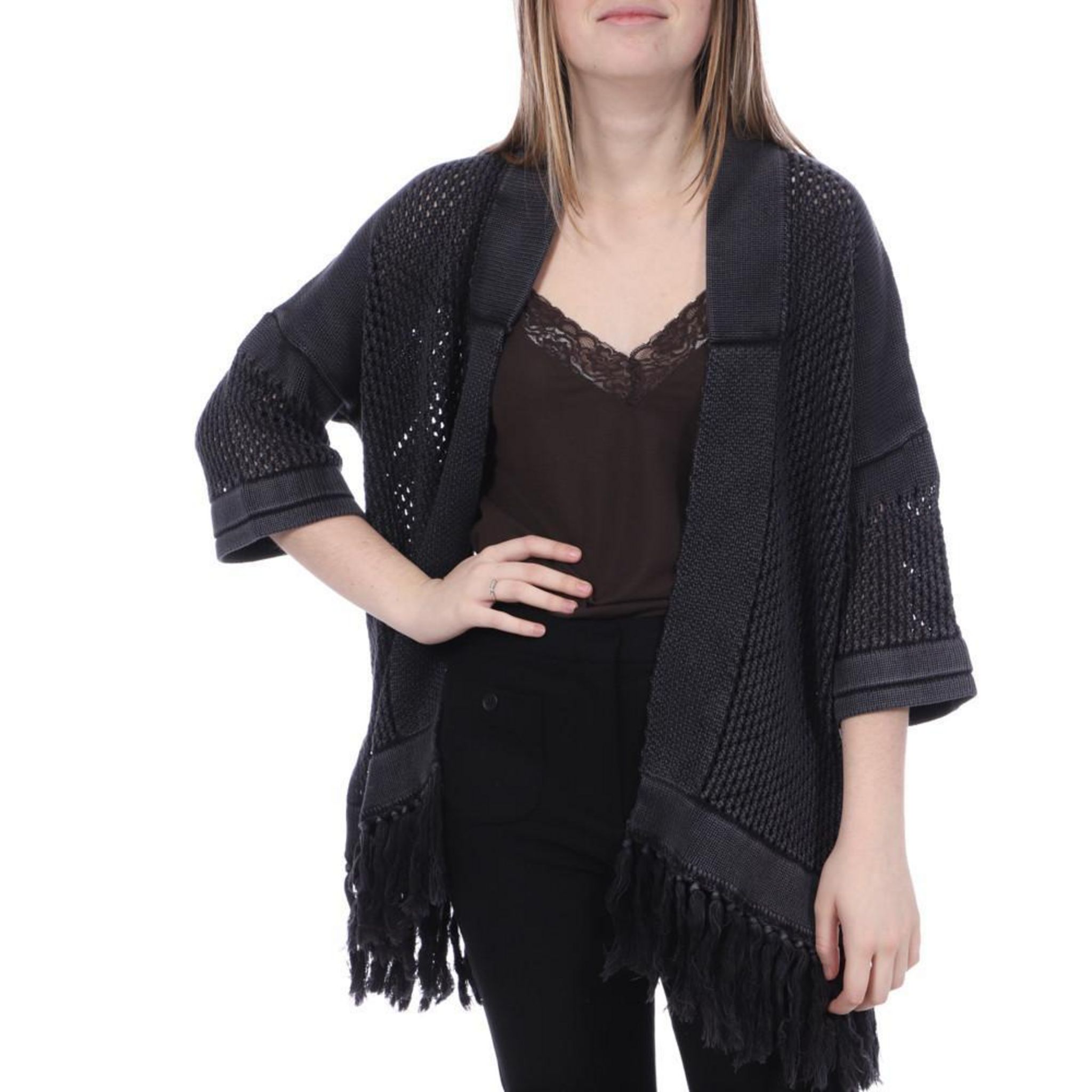 FRENCH CONNECTION Kimono gris femme French Connection Fishermens. Coloris disponibles : Gris